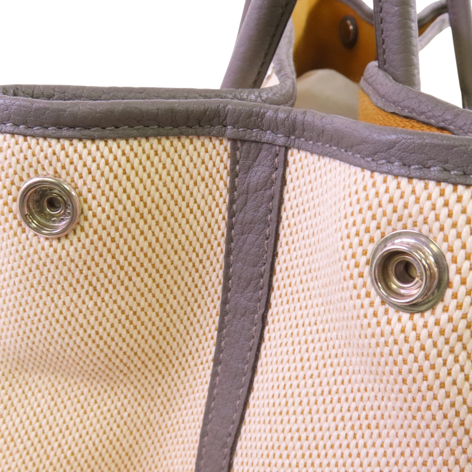 HERMES 【激減優惠】帆布GardenParty PM銀扣手挽袋