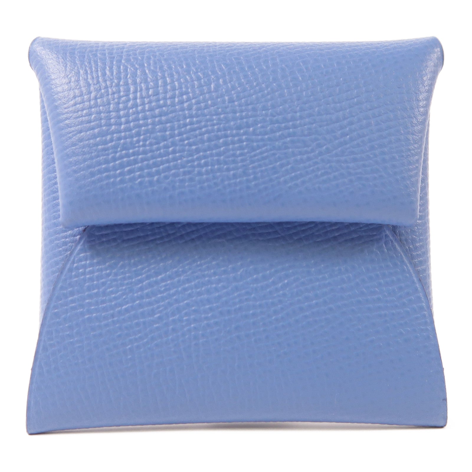 HERMES 【激減優惠】Epsom皮革Bastia銀扣零錢包7R Bleu Azur