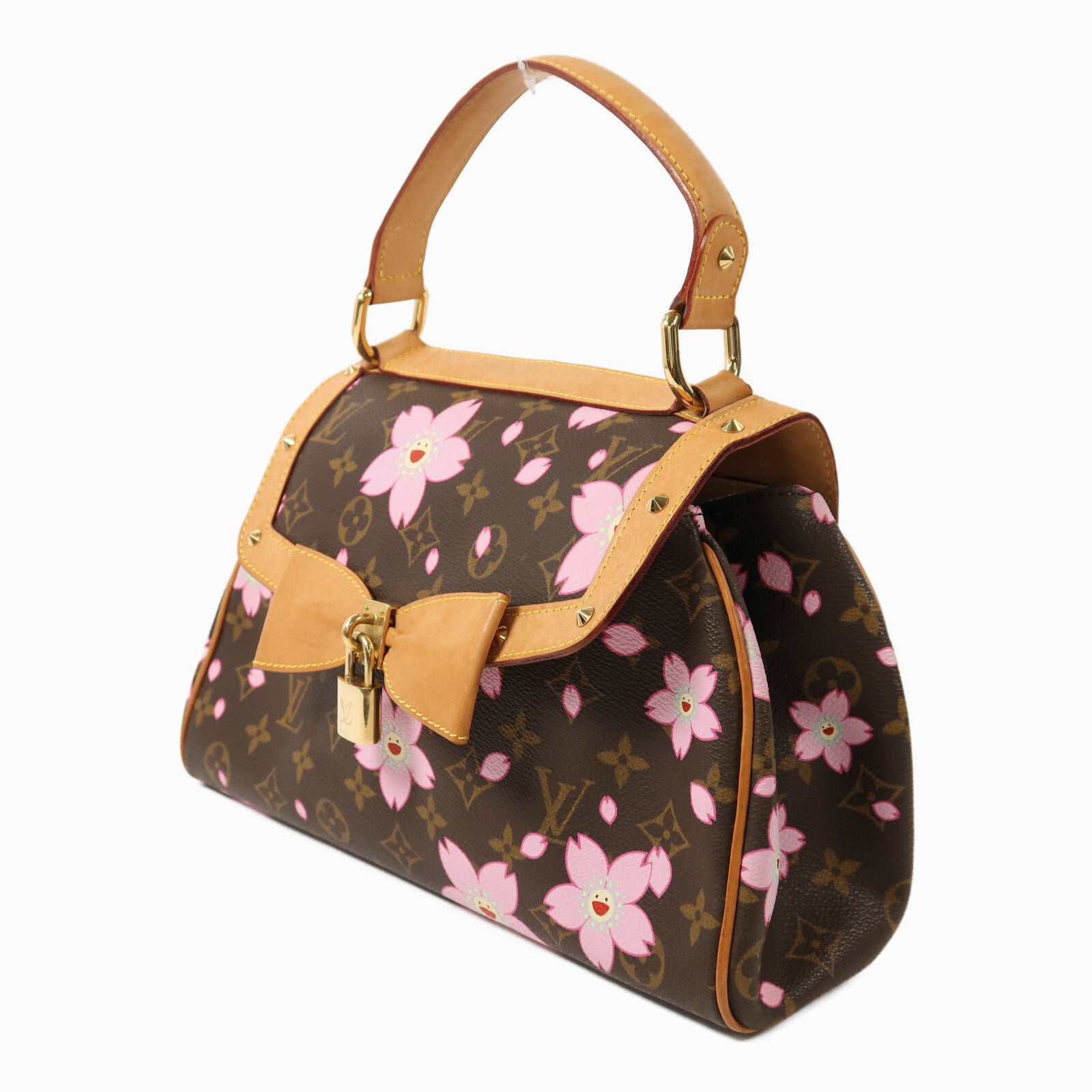 LOUIS VUITTON Monogram LV x TM Cherry Blossom Sac Retro PM金扣手挽袋