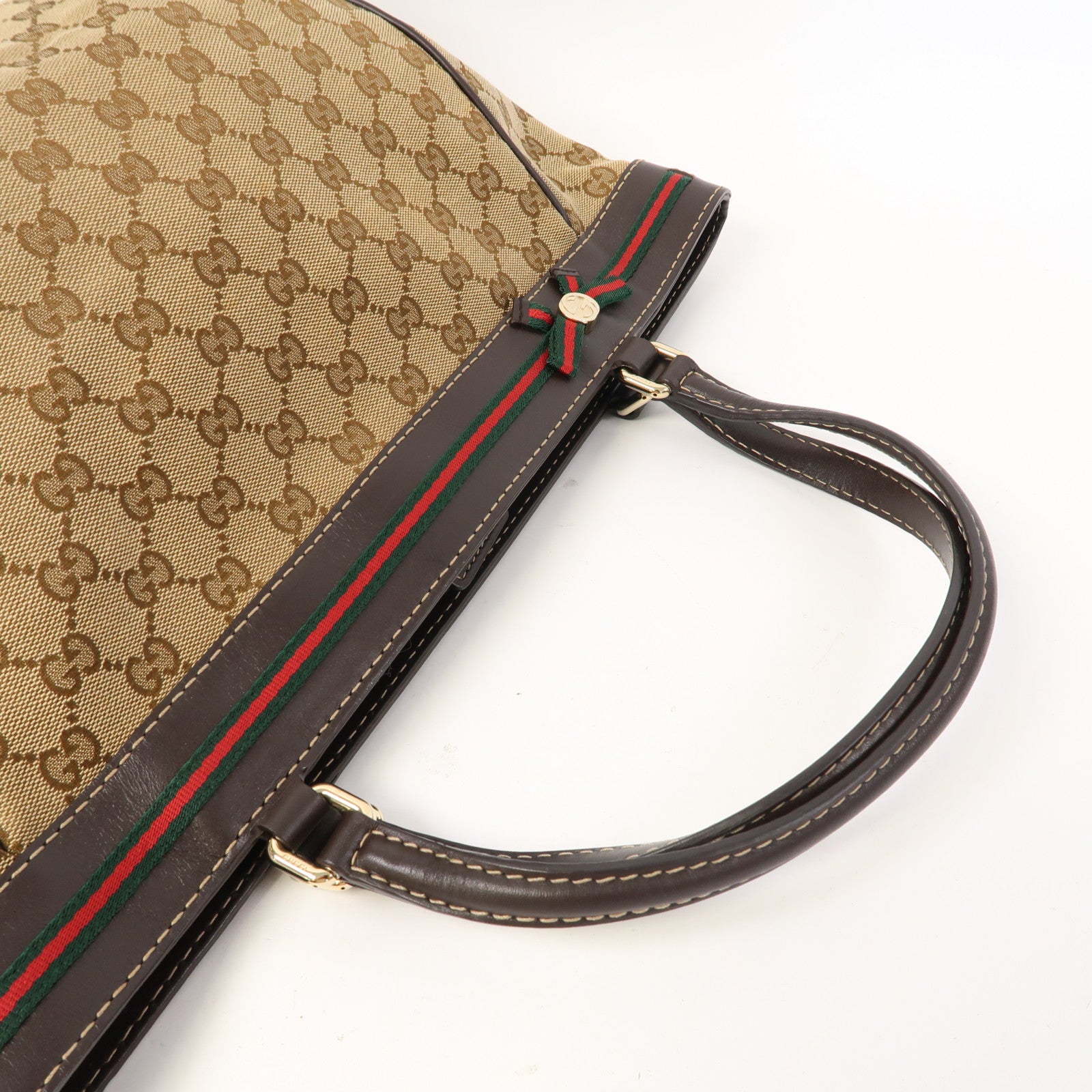 GUCCI 帆布Gucci Tote Bag金扣手挽袋啡色