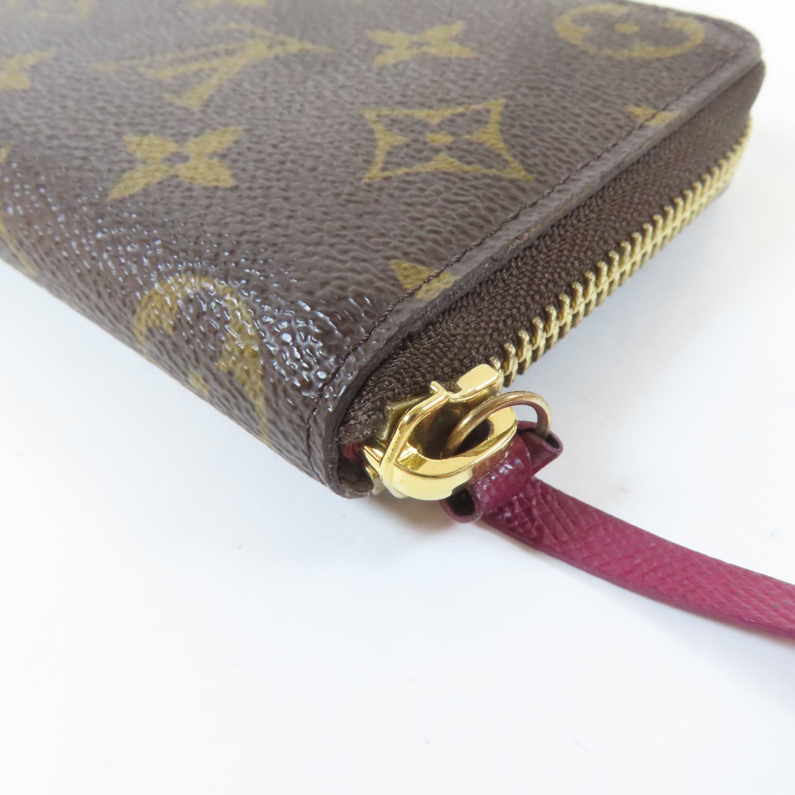 LOUIS VUITTON Monogram Clemence Wallet金扣長錢包啡色/紫紅色