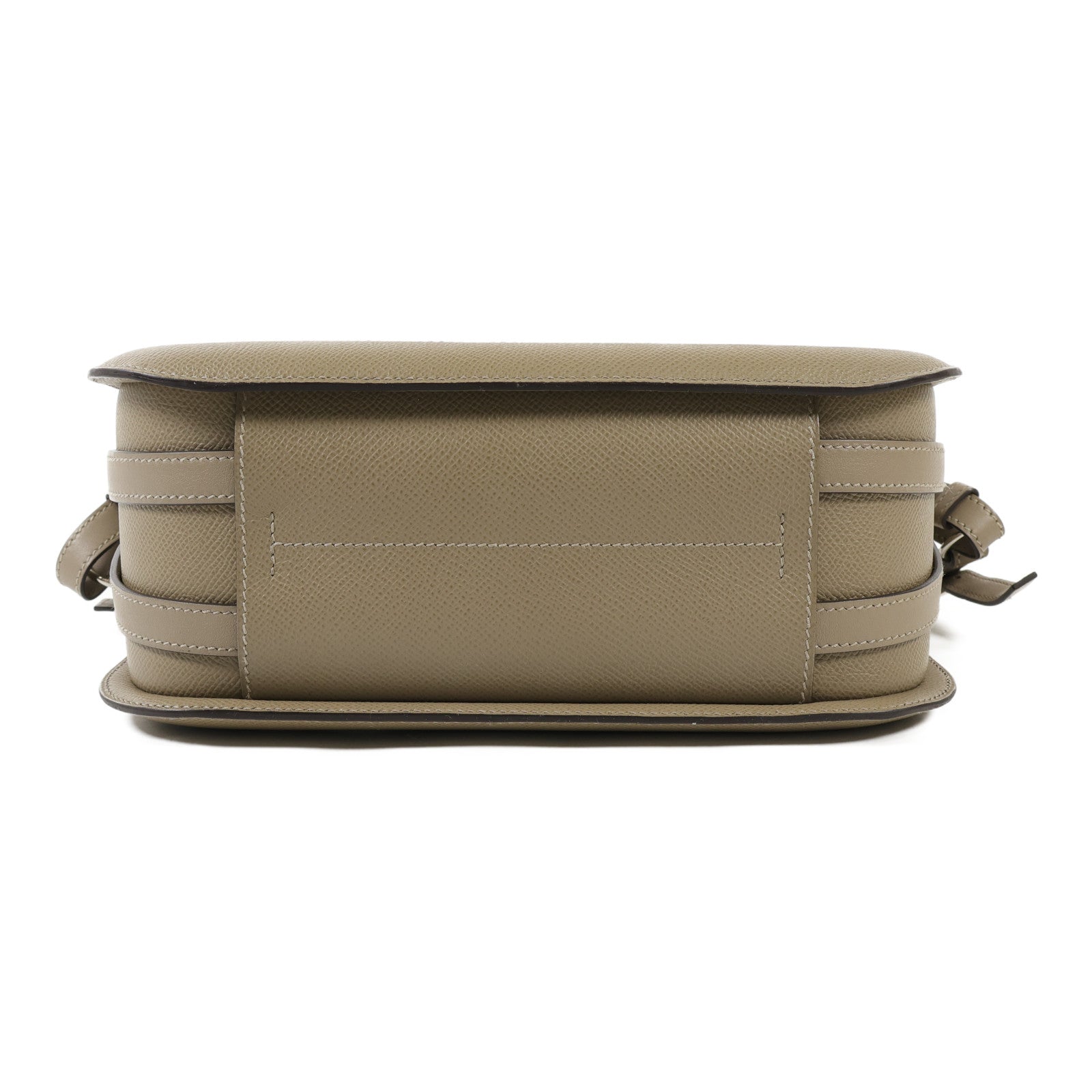 HERMES Epsom/Swift皮革Harnais銀扣肩背袋Etoupe
