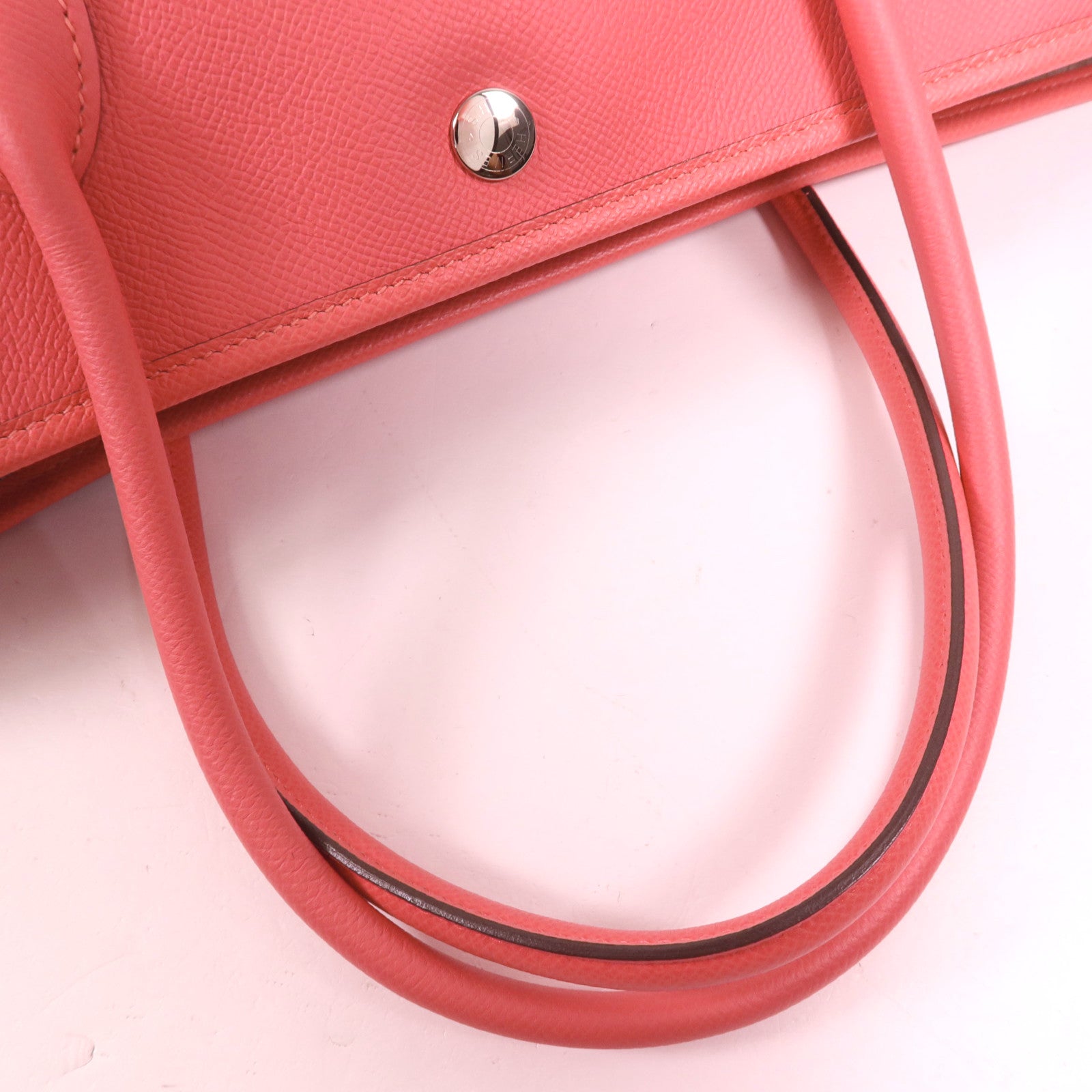 HERMES Epsom皮革Garden Party PM銀扣手挽袋Rose Azalee