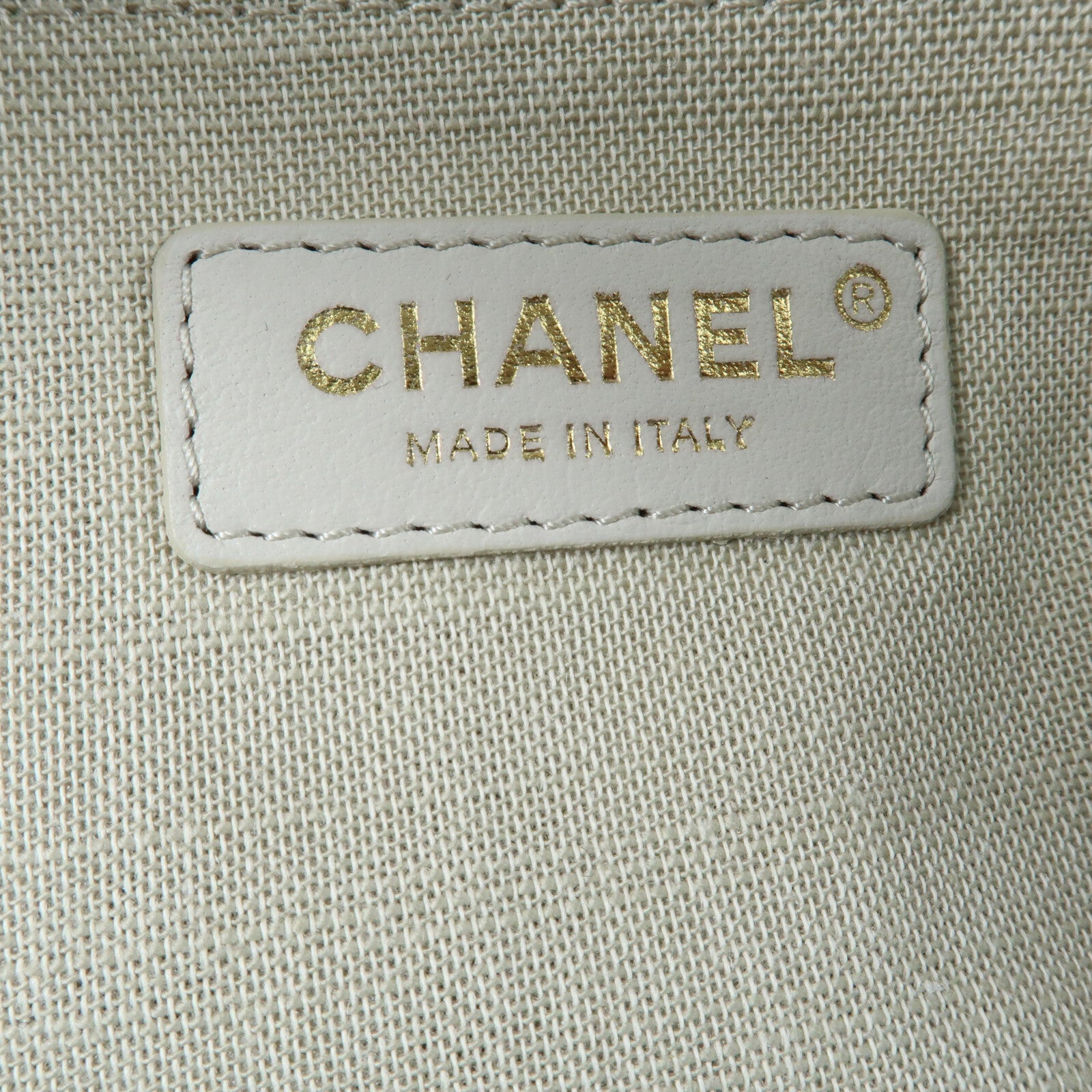 CHANEL 帆布Deauville Tote銀扣鏈帶手挽肩背兩用袋