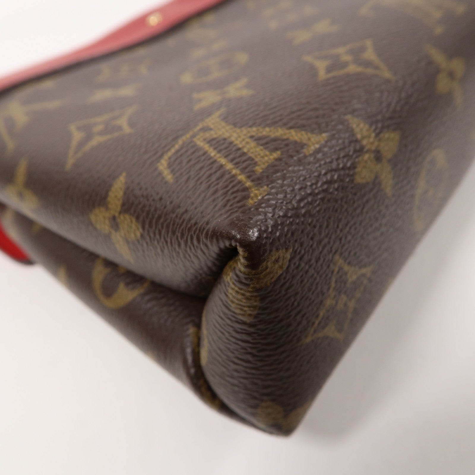 LOUIS VUITTON Monogram Pallas Chain金扣鏈帶肩背袋啡色/紅色