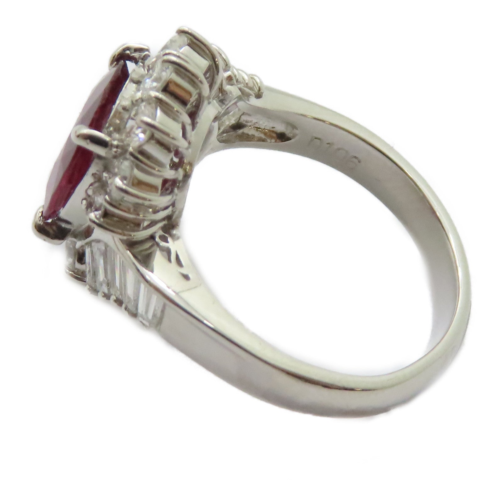 JEWELRY PT900鉑金Ruby Diamond Ring 2.73ct紅寶石/1.06ct鑽石戒指US#5.25