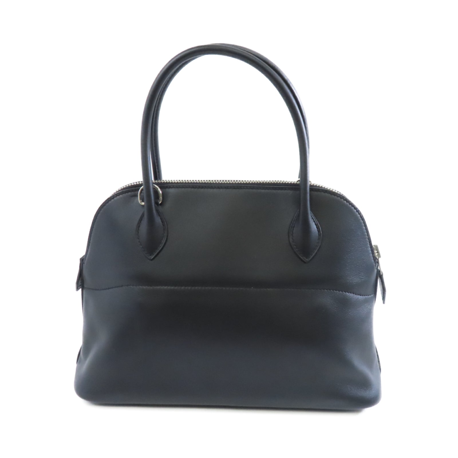 HERMES Swift皮革Bolide 27銀扣手挽肩背兩用袋Noir/黑色