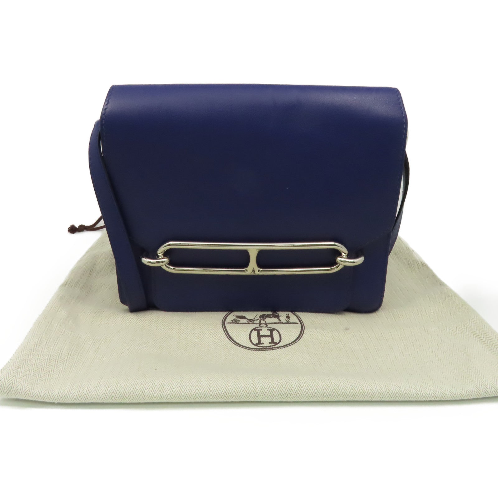 HERMES 【清倉大減價】Evercolor皮革Roulis 23 Shoulder Bag銀扣肩背袋藍色