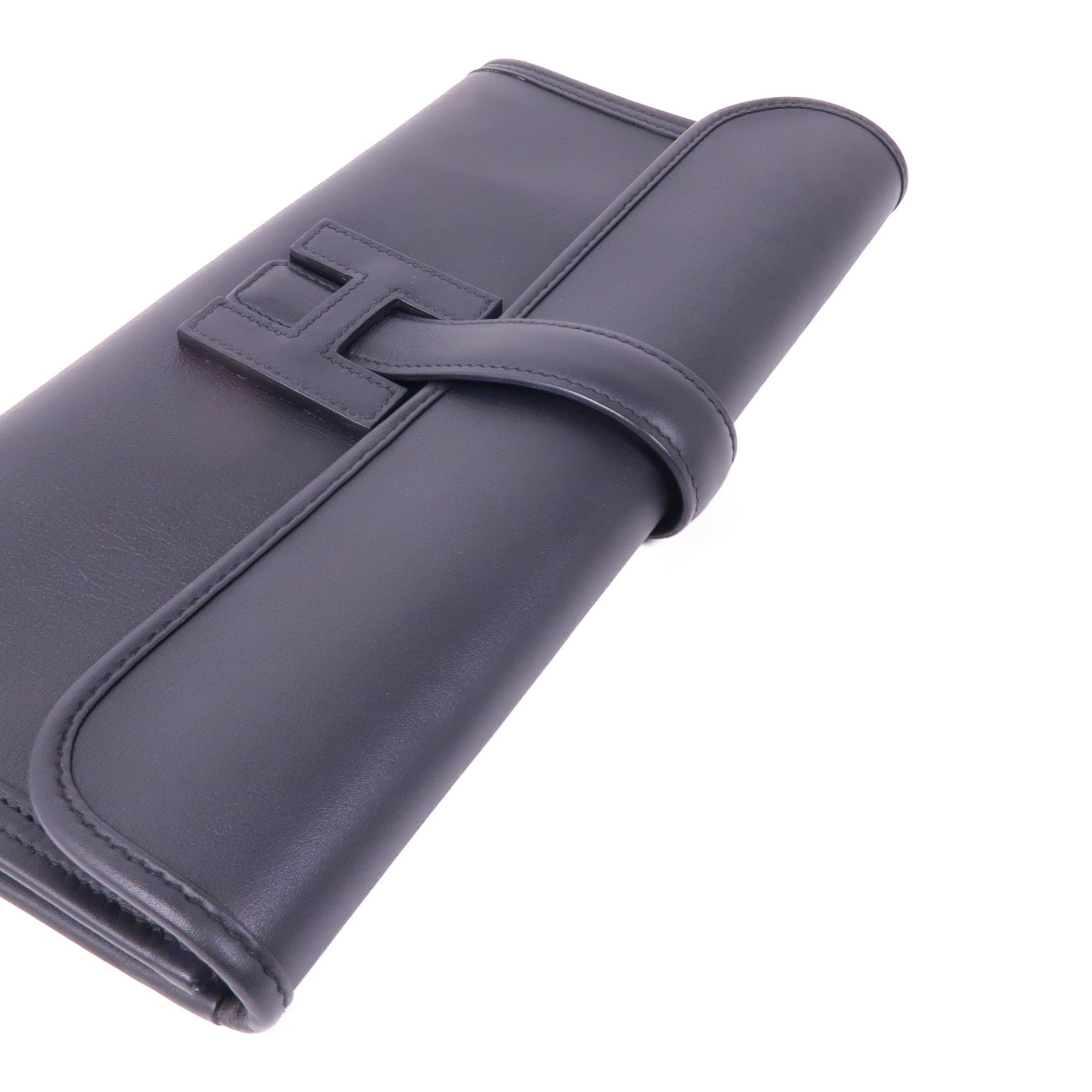 HERMES Jige PM Clutch Handbag Swift Leather 89 Noir