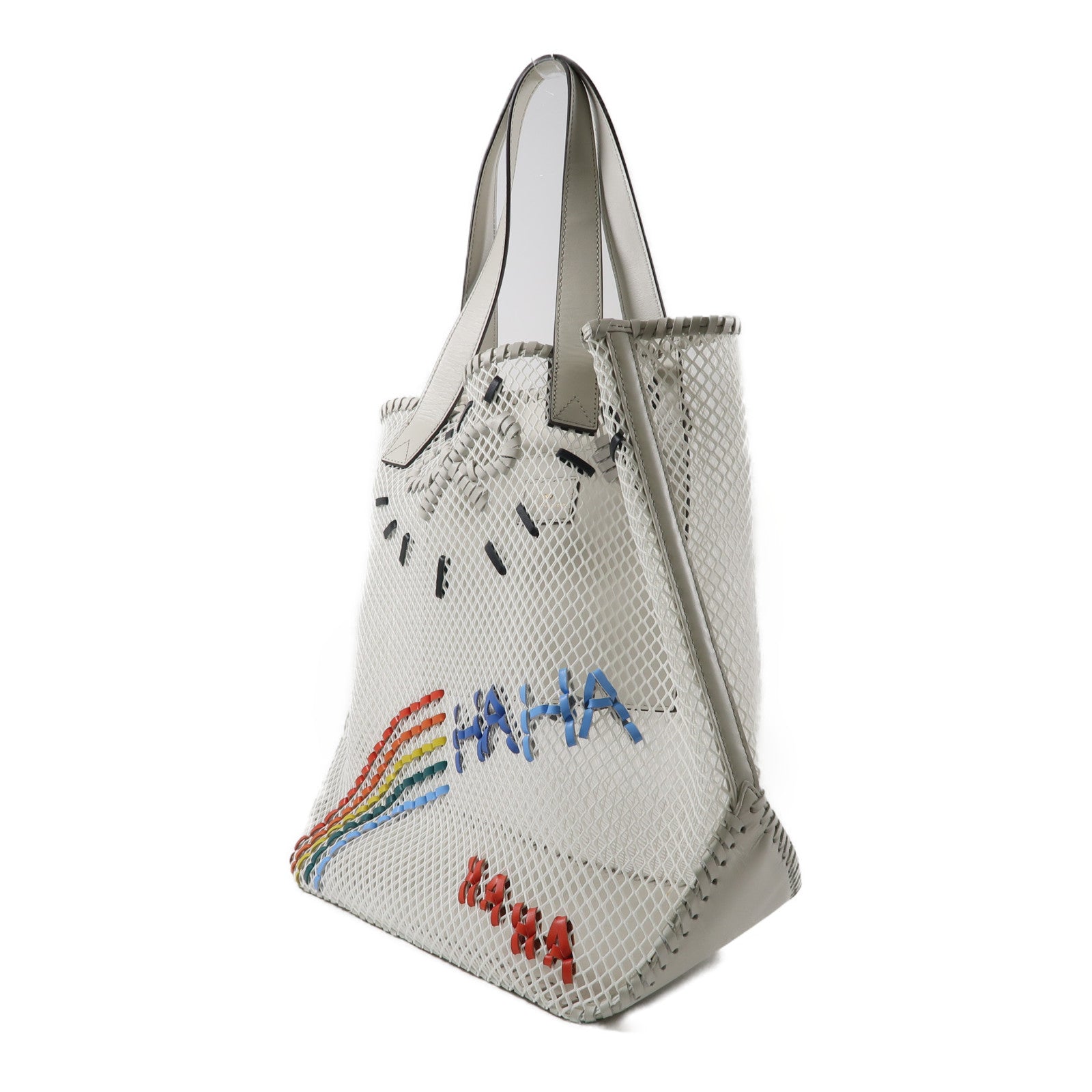 ANYA HINDMARCH 聚酯纖維/牛皮皮革Handbag手挽袋白色