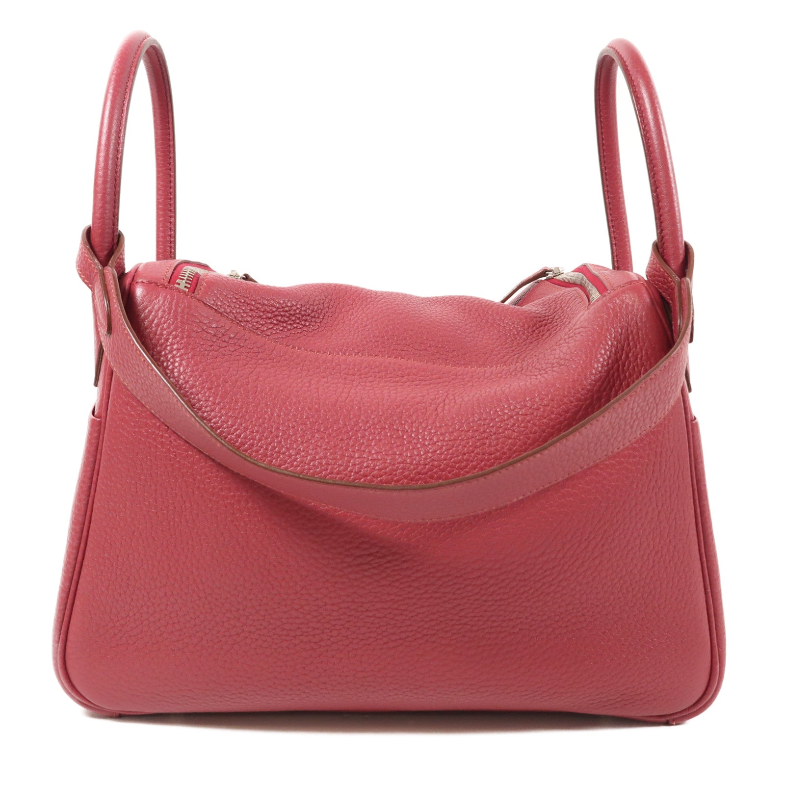 HERMES PHW Lindy 30 2Way Shoulder Hand Bag Clemence Leather Rubis