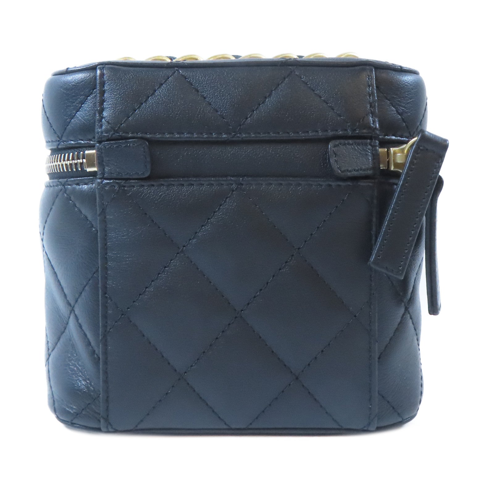 CHANEL 【激減優惠】菱格牛皮皮革Vanity Case金扣手挽肩背兩用袋黑色