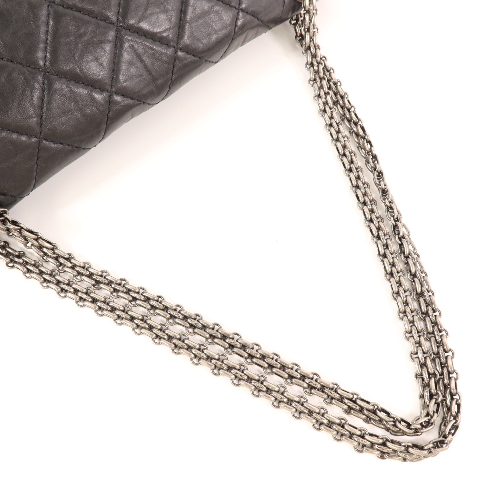 CHANEL 【激減優惠】牛皮皮革2.55銀扣鏈帶肩背袋