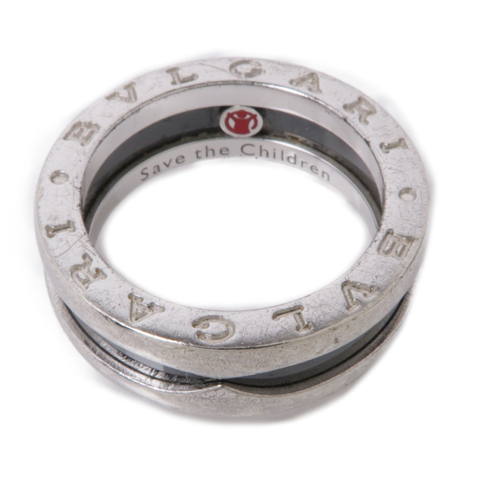 BVLGARI 925純銀/陶瓷B-zero 1 Save The Children Ring戒指US#6