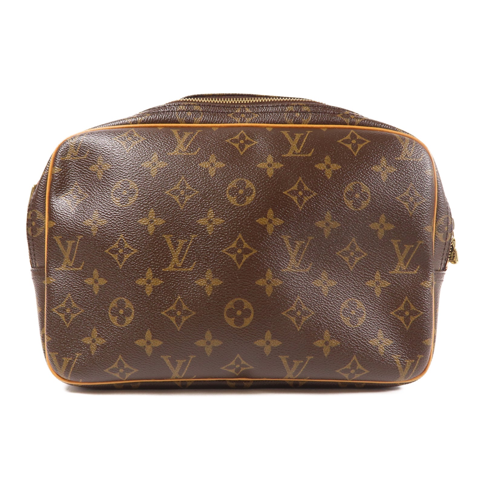 LOUIS VUITTON Monogram Reporter PM金扣肩背袋棕色