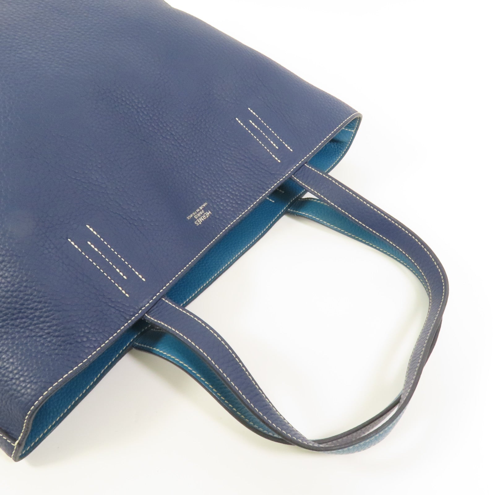 HERMES Clemence皮革Double Sens肩背袋Bleu Nuit