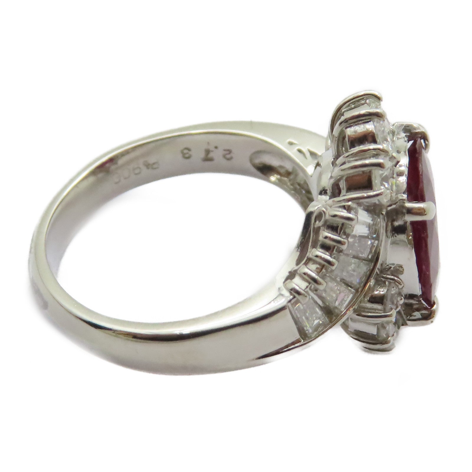 JEWELRY PT900鉑金Ruby Diamond Ring 2.73ct紅寶石/1.06ct鑽石戒指US#5.25