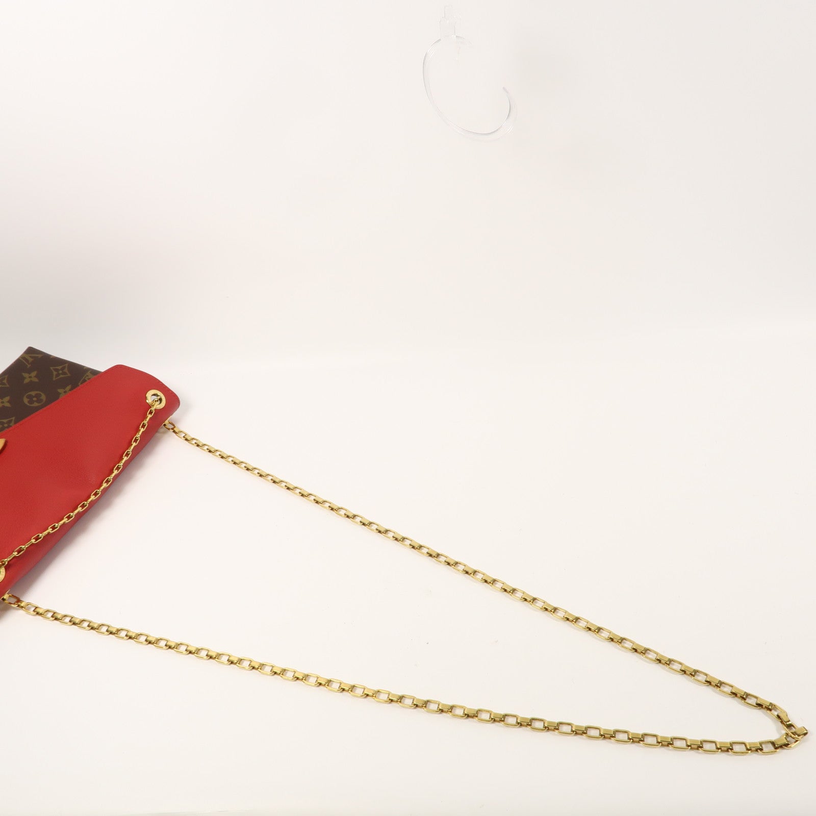 LOUIS VUITTON Monogram Pallas Chain金扣鏈帶肩背袋啡色/紅色
