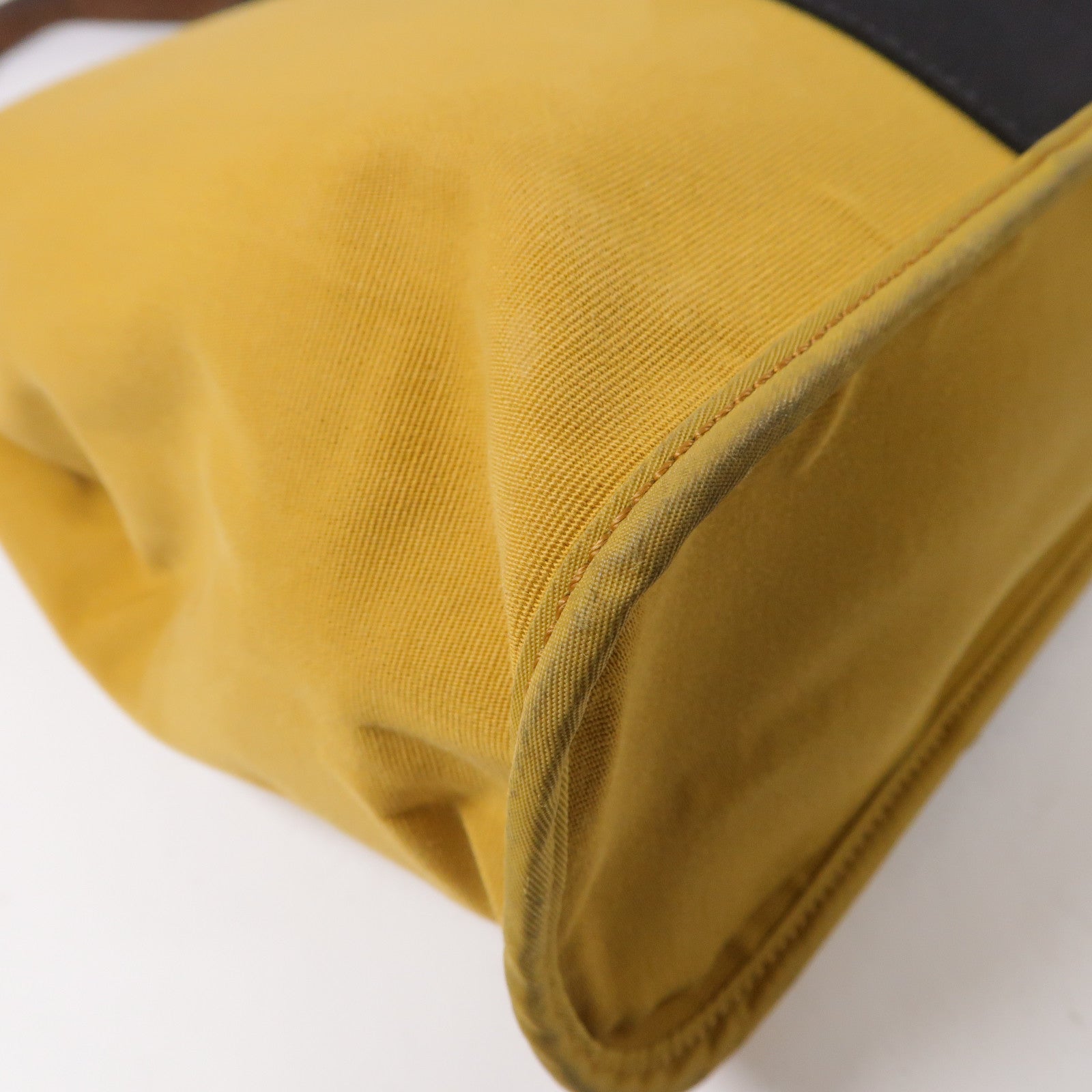 HERMES Toile H帆布Cabag銀扣手挽肩背兩用袋黑色/黃色