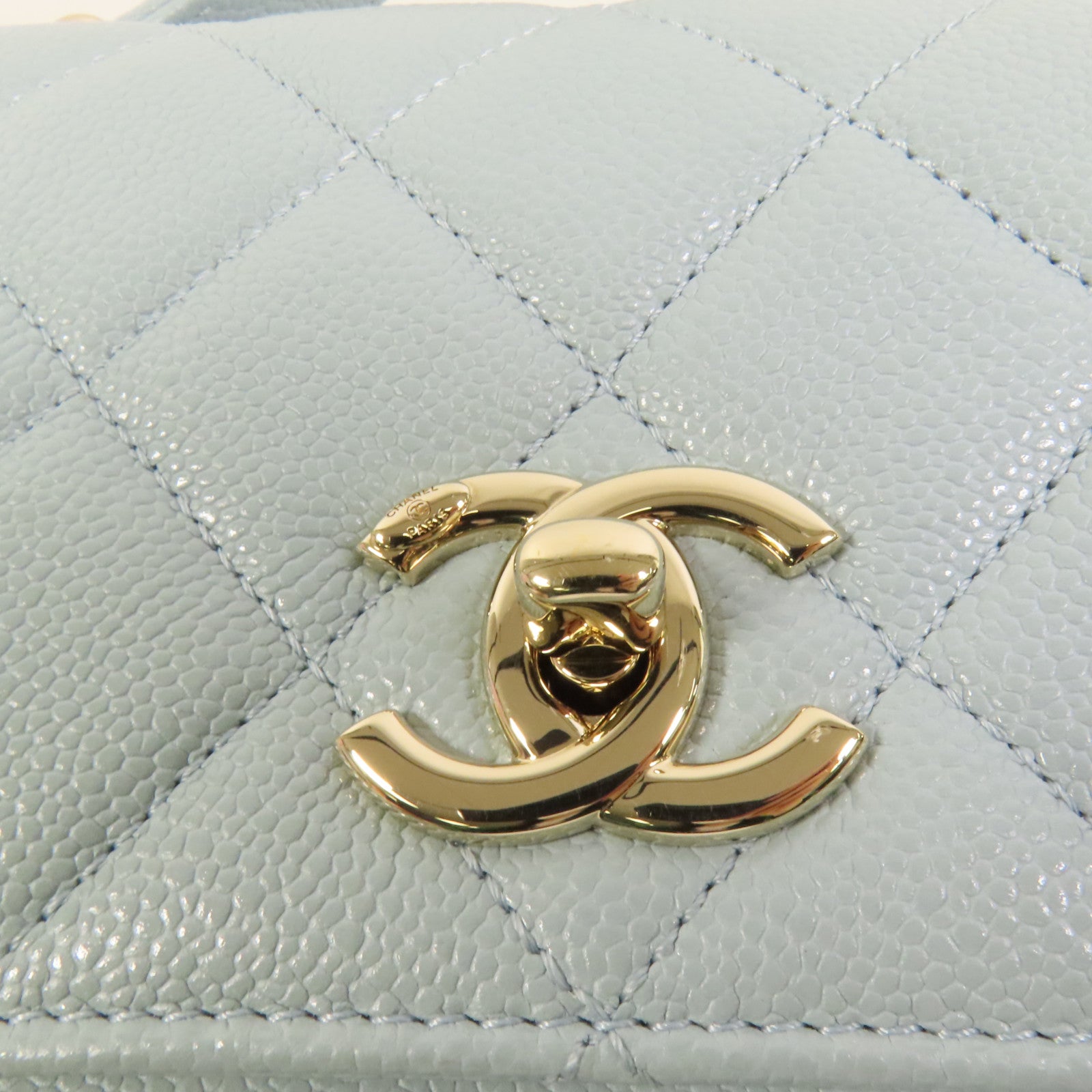 CHANEL 牛皮皮革Business Affinity Small金扣鏈帶手挽肩背兩用袋