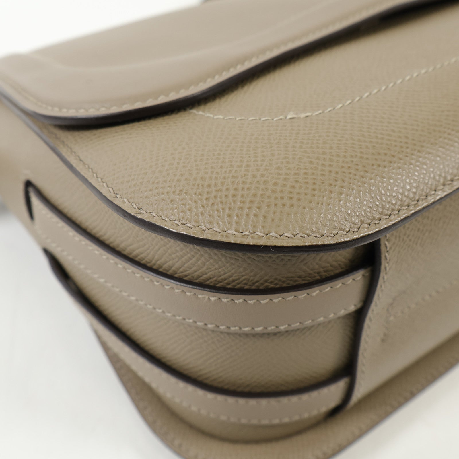 HERMES Epsom/Swift皮革Harnais銀扣肩背袋Etoupe
