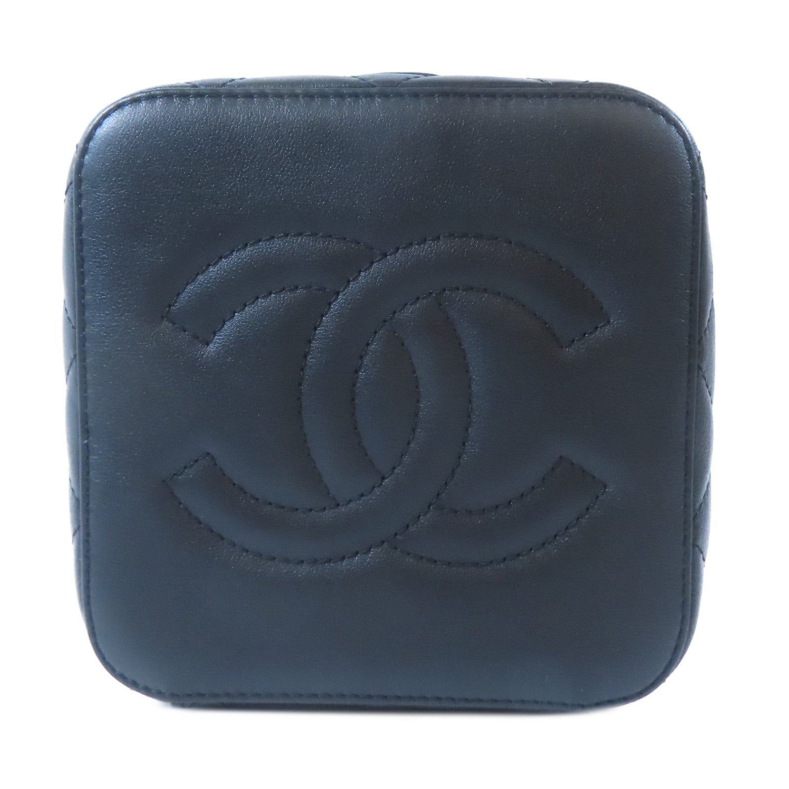 CHANEL 【激減優惠】菱格牛皮皮革Vanity Case金扣手挽肩背兩用袋黑色