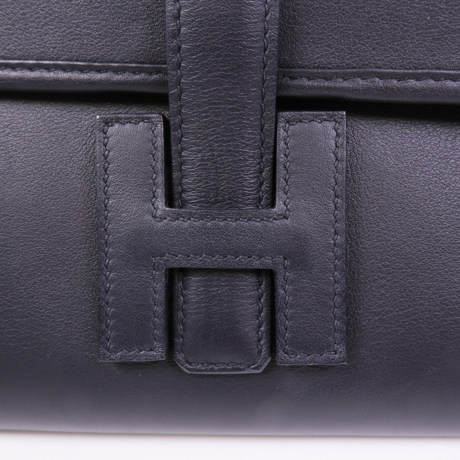 HERMES Jige PM Clutch Handbag Swift Leather 89 Noir