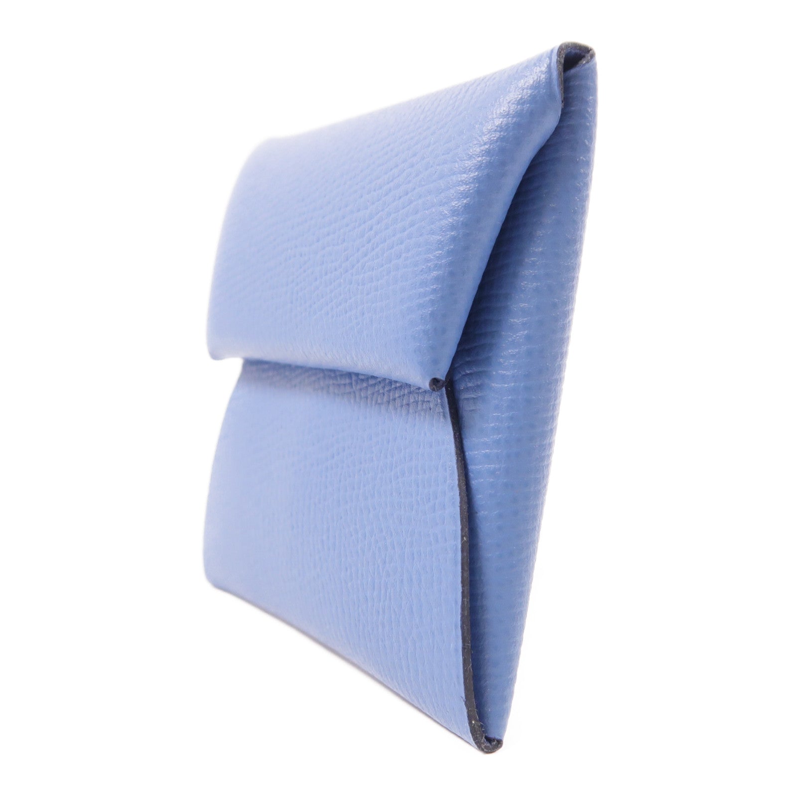 HERMES 【激減優惠】Epsom皮革Bastia銀扣零錢包7R Bleu Azur
