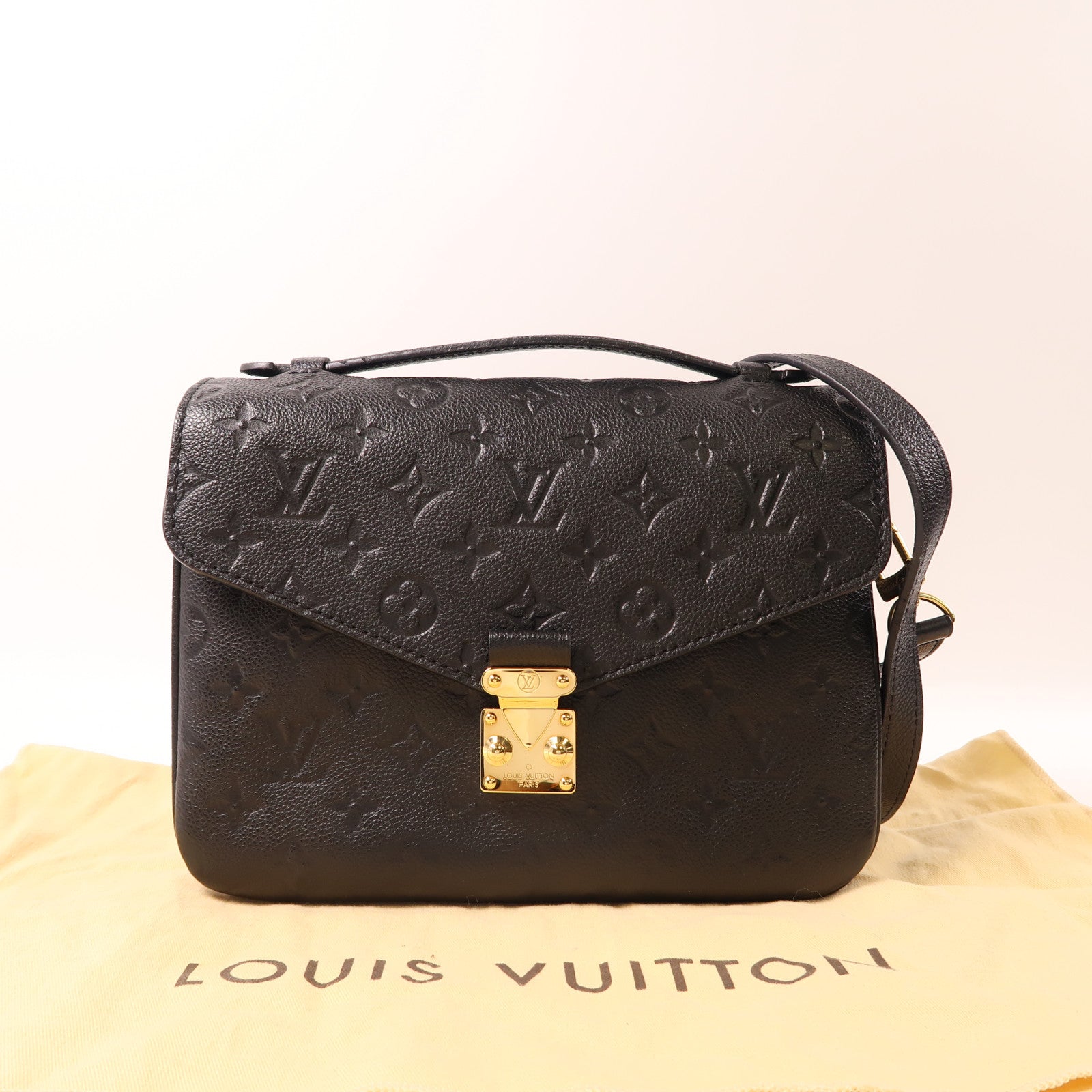 LOUIS VUITTON Monogram Empreinte Pochette Metis金扣手挽肩背兩用袋黑色