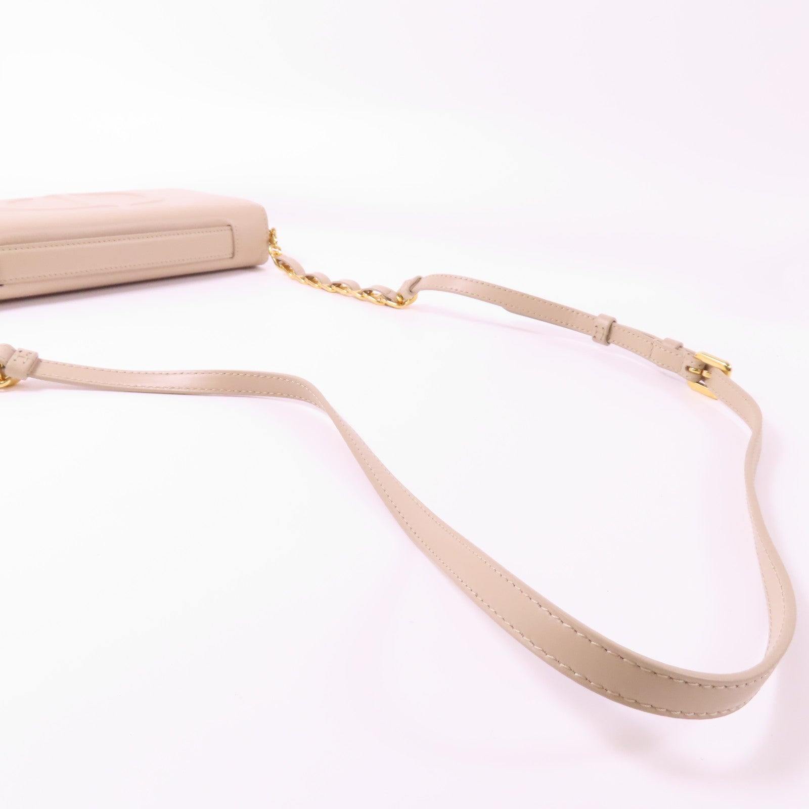 Dior 【激減優惠】牛皮皮革Shoulder Pouch金扣手挽肩背兩用袋米色