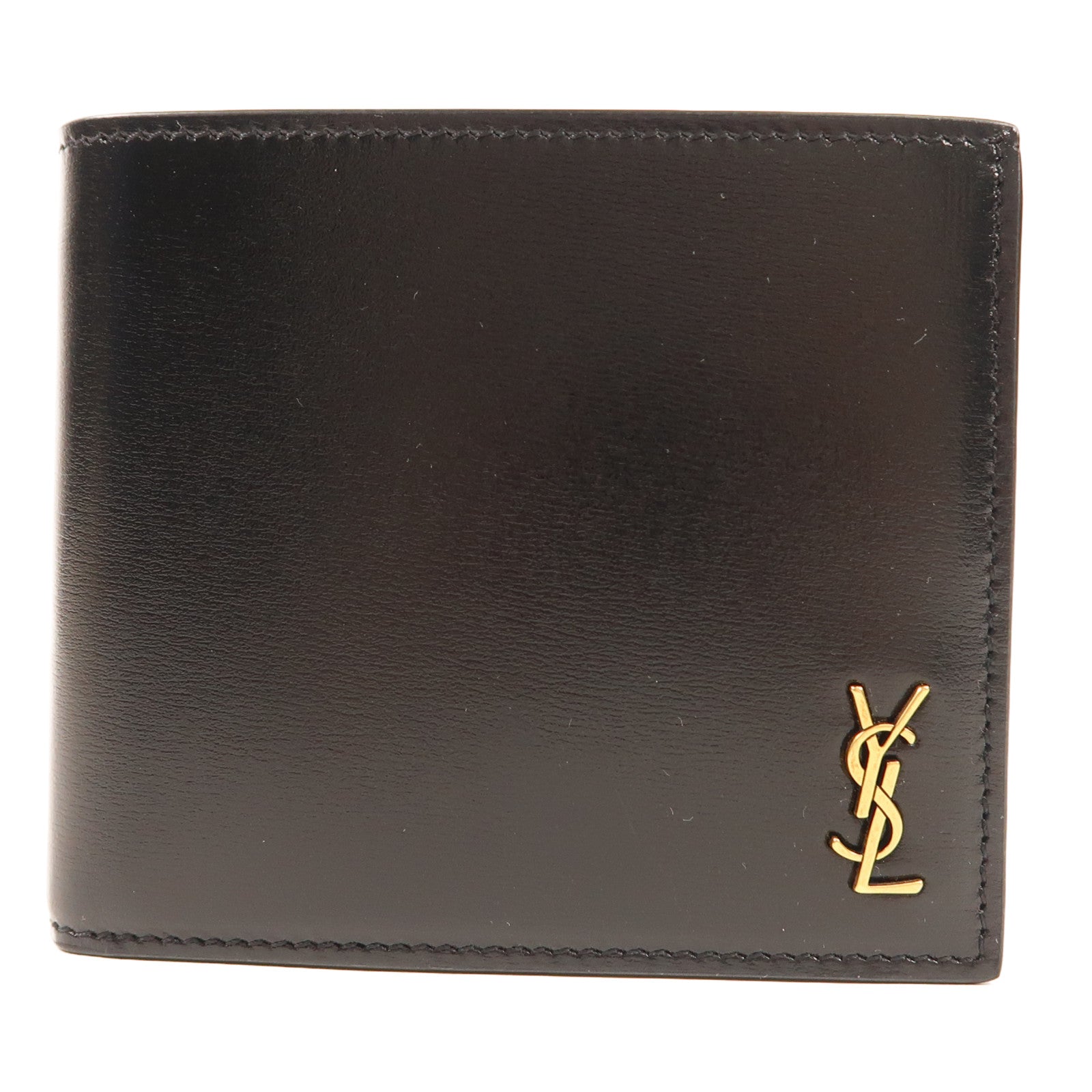 SAINT LAURENT 牛皮皮革Tiny Monogram East West Half Wallet金扣錢包