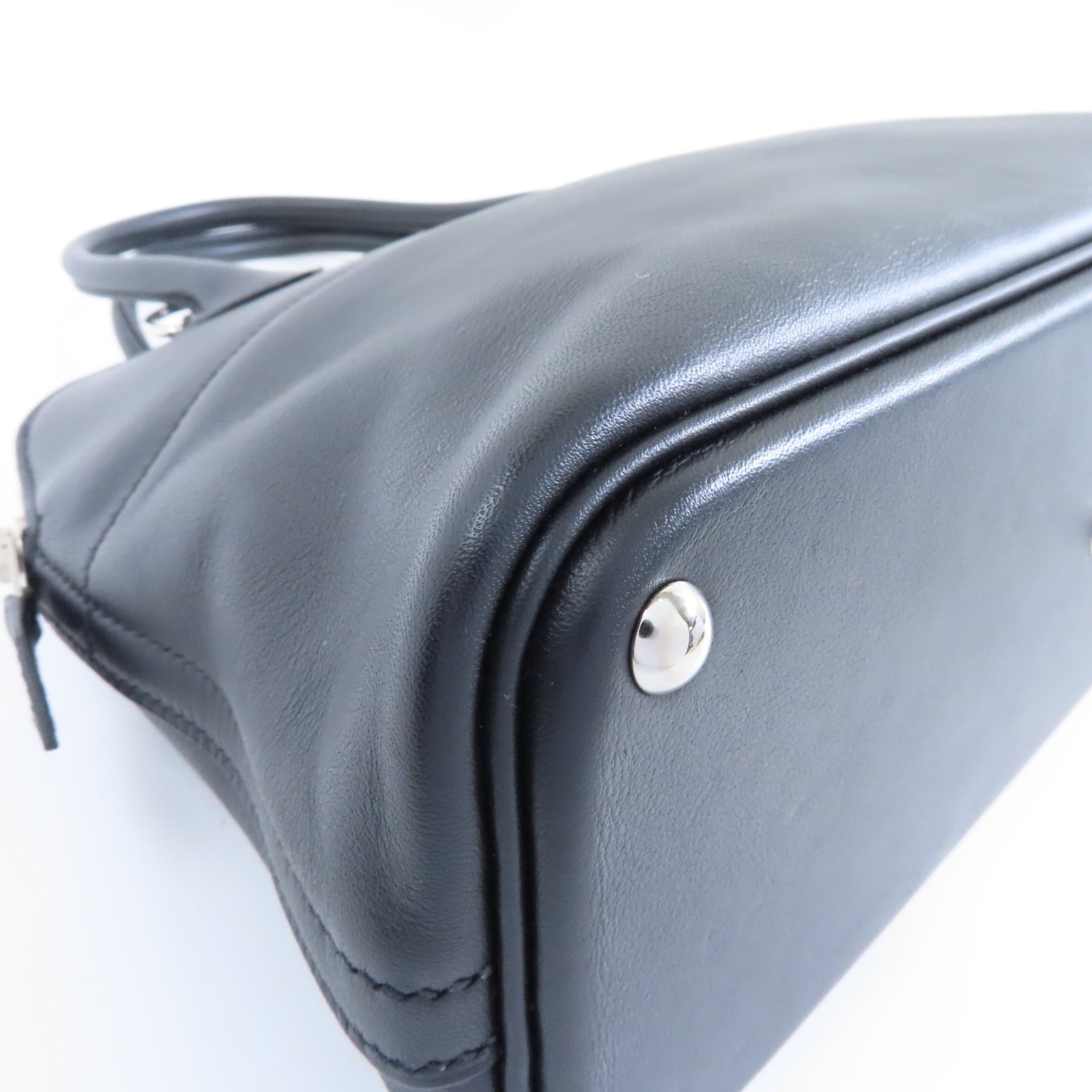 HERMES Swift皮革Bolide 27銀扣手挽肩背兩用袋Noir/黑色