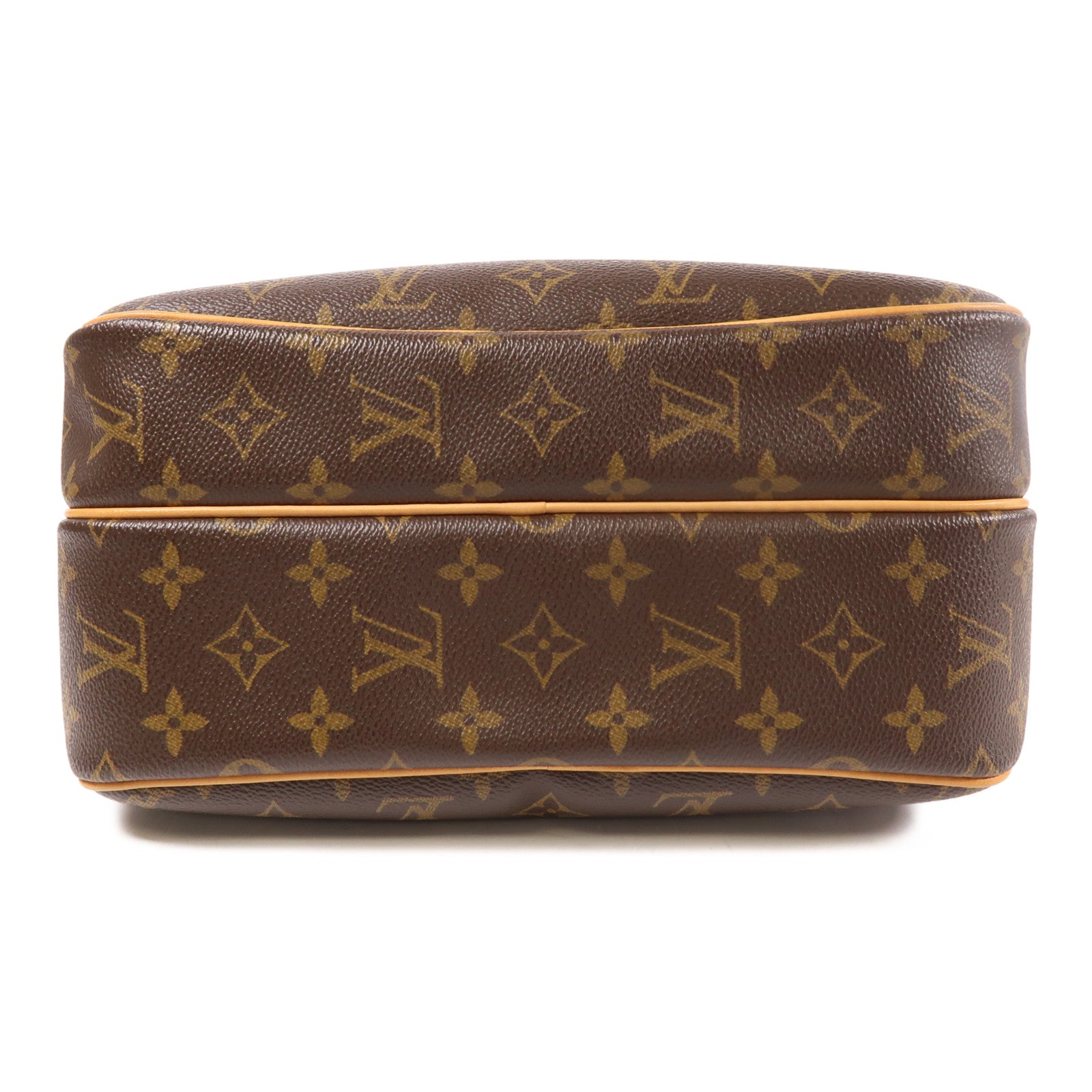 LOUIS VUITTON Monogram Reporter PM金扣肩背袋棕色