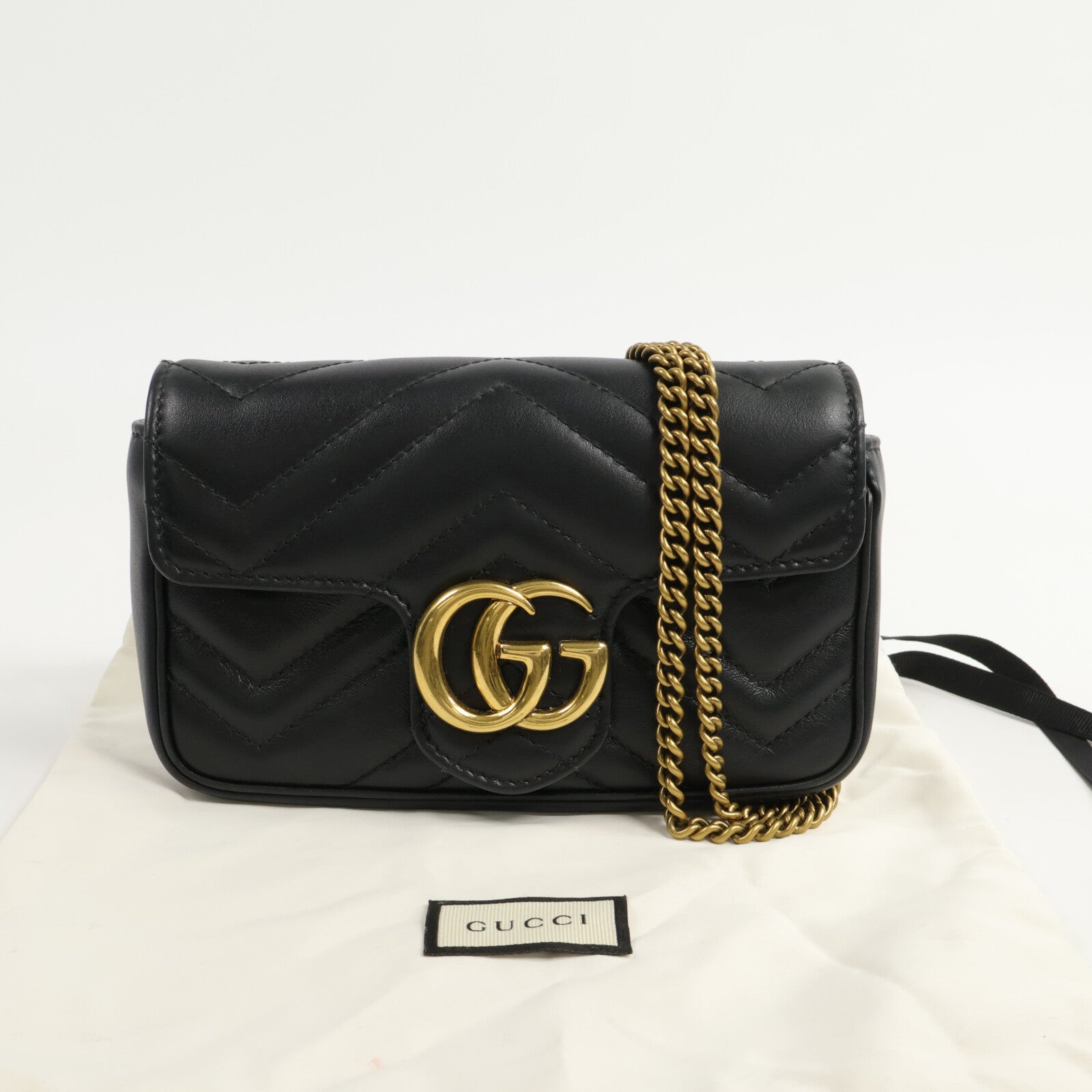 GUCCI 牛皮皮革Mini GG Marmont Shouler Bag鏈帶肩背袋