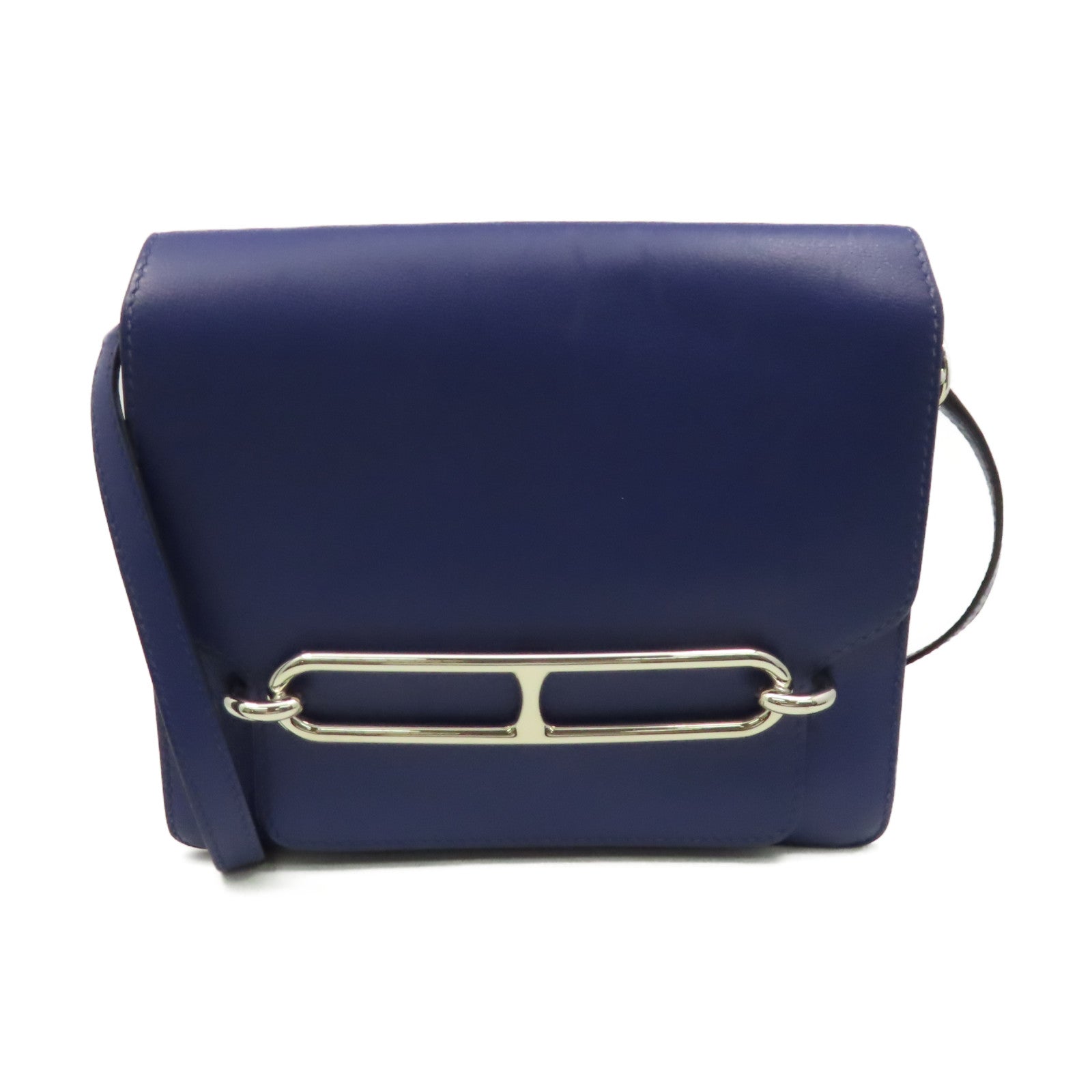 HERMES 【清倉大減價】Evercolor皮革Roulis 23 Shoulder Bag銀扣肩背袋藍色