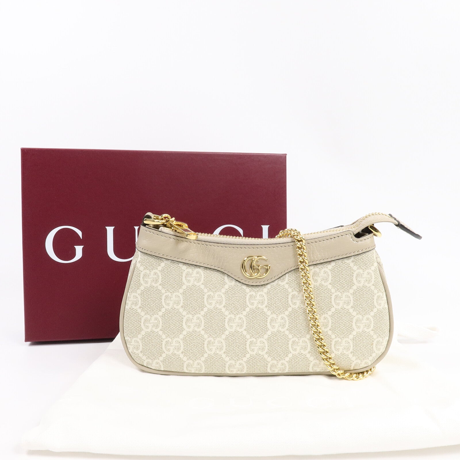 GUCCI 塗層帆布Ophidia Mini Bag鏈帶肩背袋