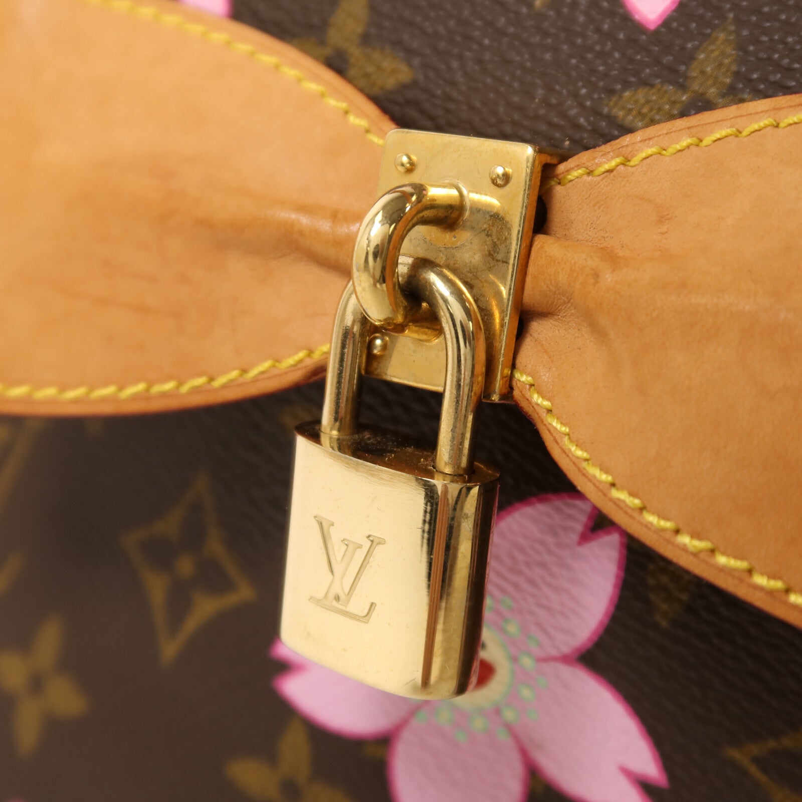 LOUIS VUITTON Monogram LV x TM Cherry Blossom Sac Retro PM金扣手挽袋