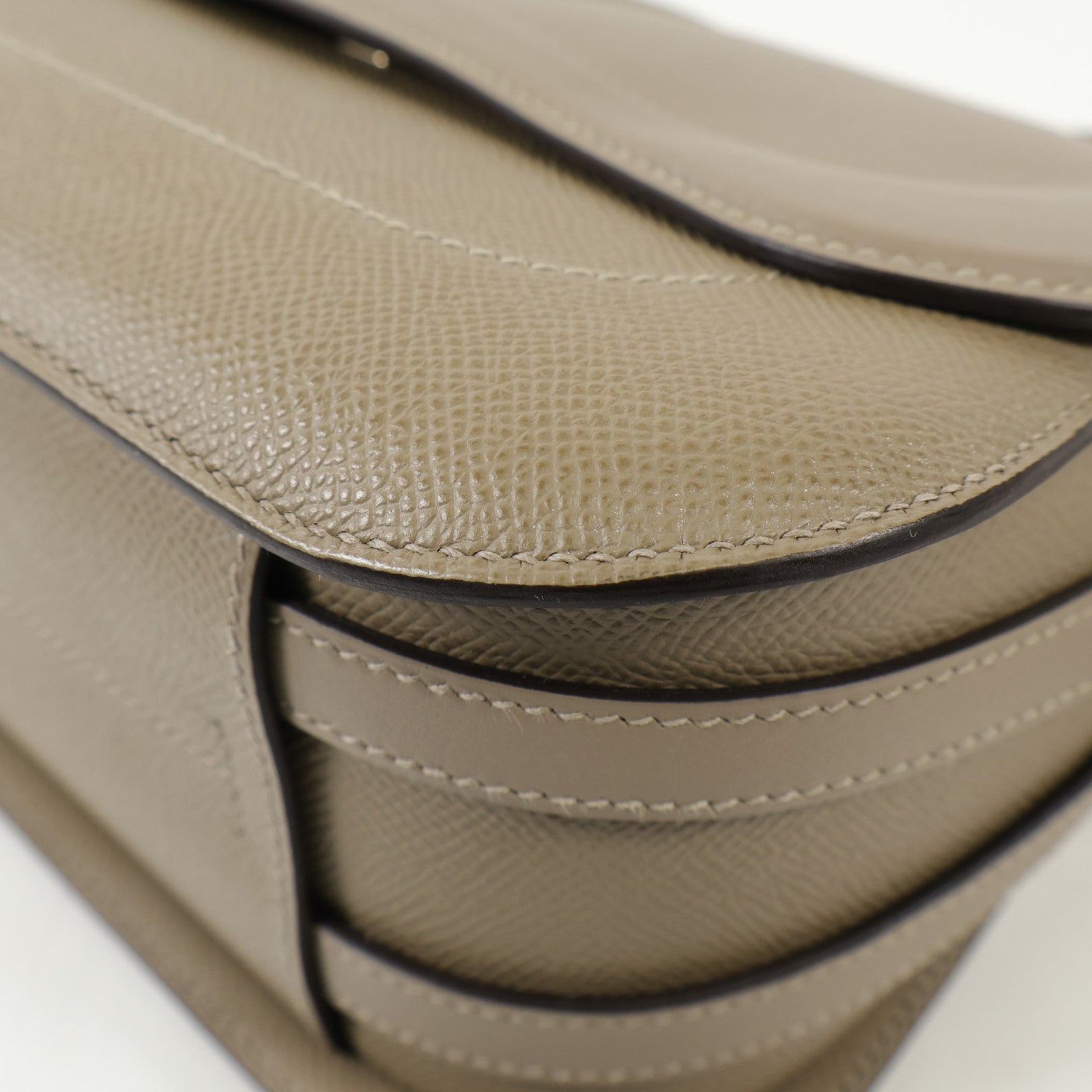 HERMES Epsom/Swift皮革Harnais銀扣肩背袋Etoupe