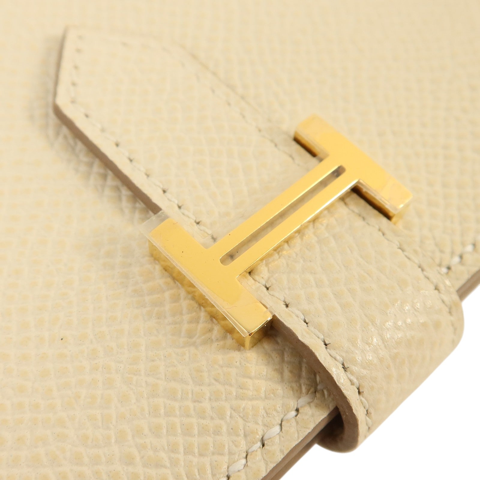 HERMES Epsom皮革Bearn Cardholder金扣卡片套Craie