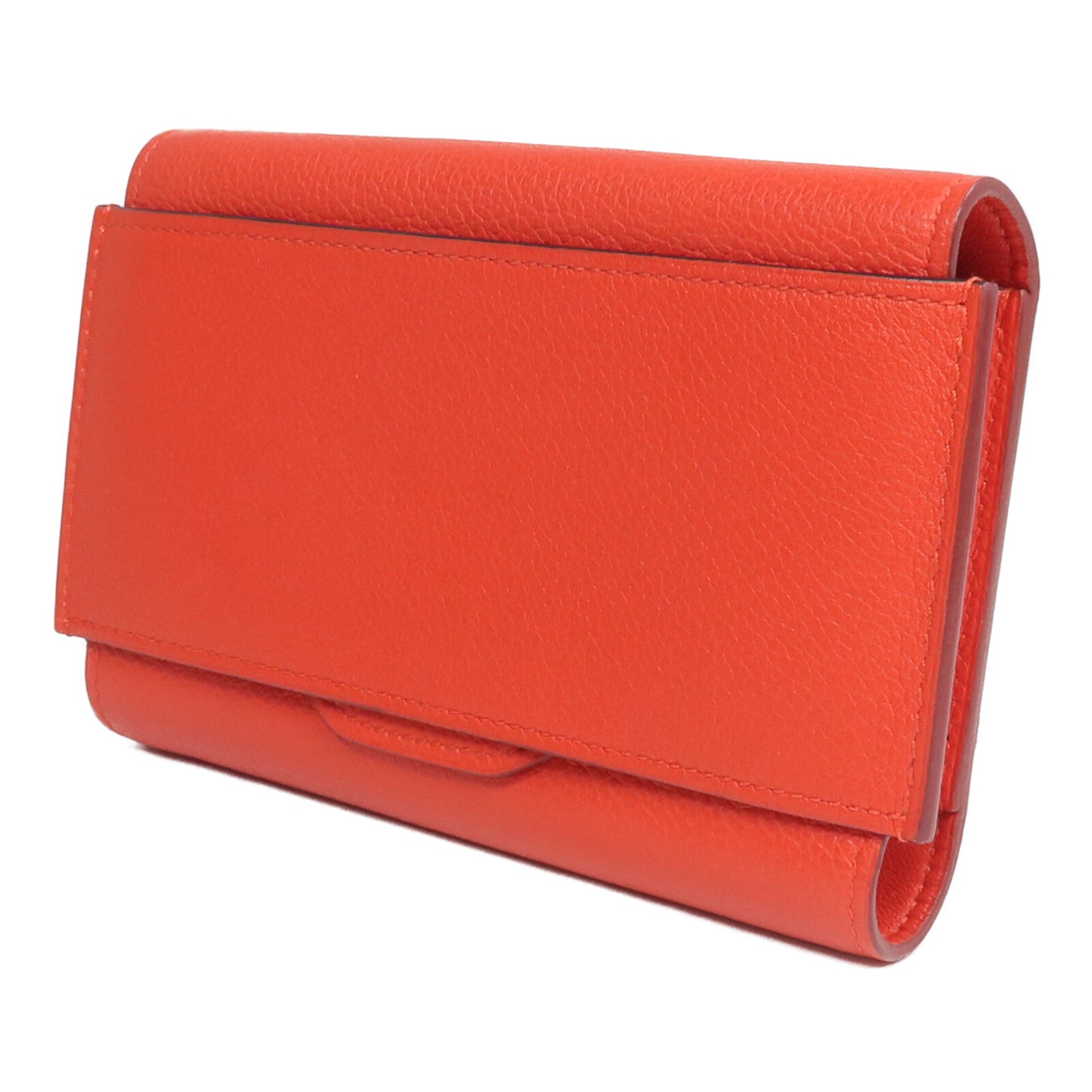 HERMES Evercolor皮革H Passant Compact Wallet錢包Rouge Tomate