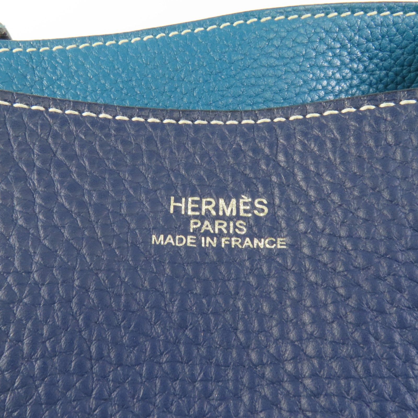 HERMES Clemence皮革Double Sens肩背袋Bleu Nuit