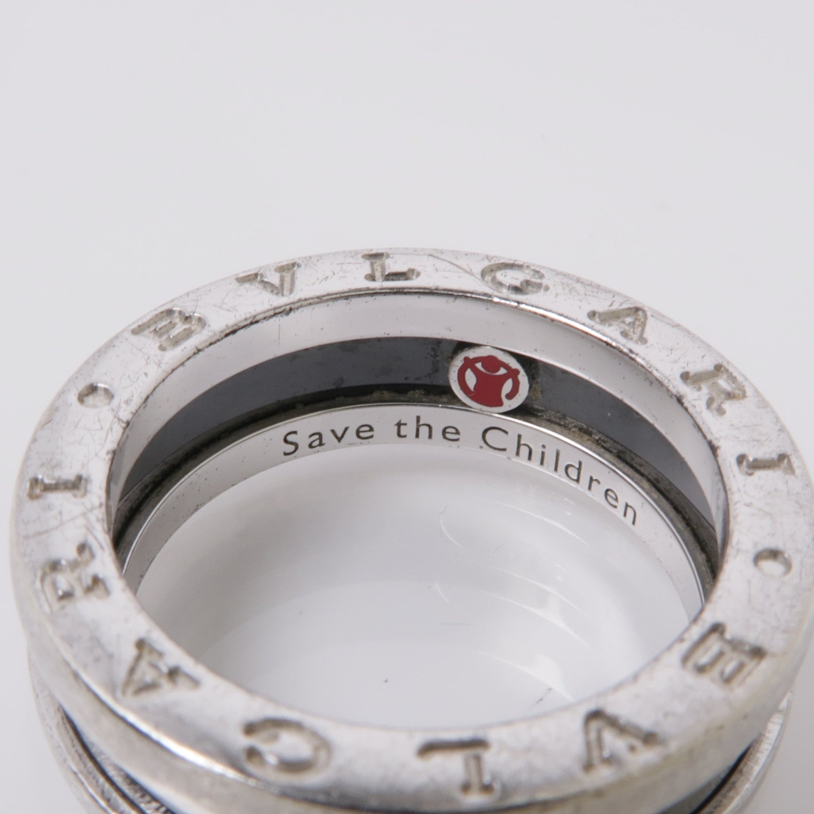 BVLGARI 925純銀/陶瓷B-zero 1 Save The Children Ring戒指US#6