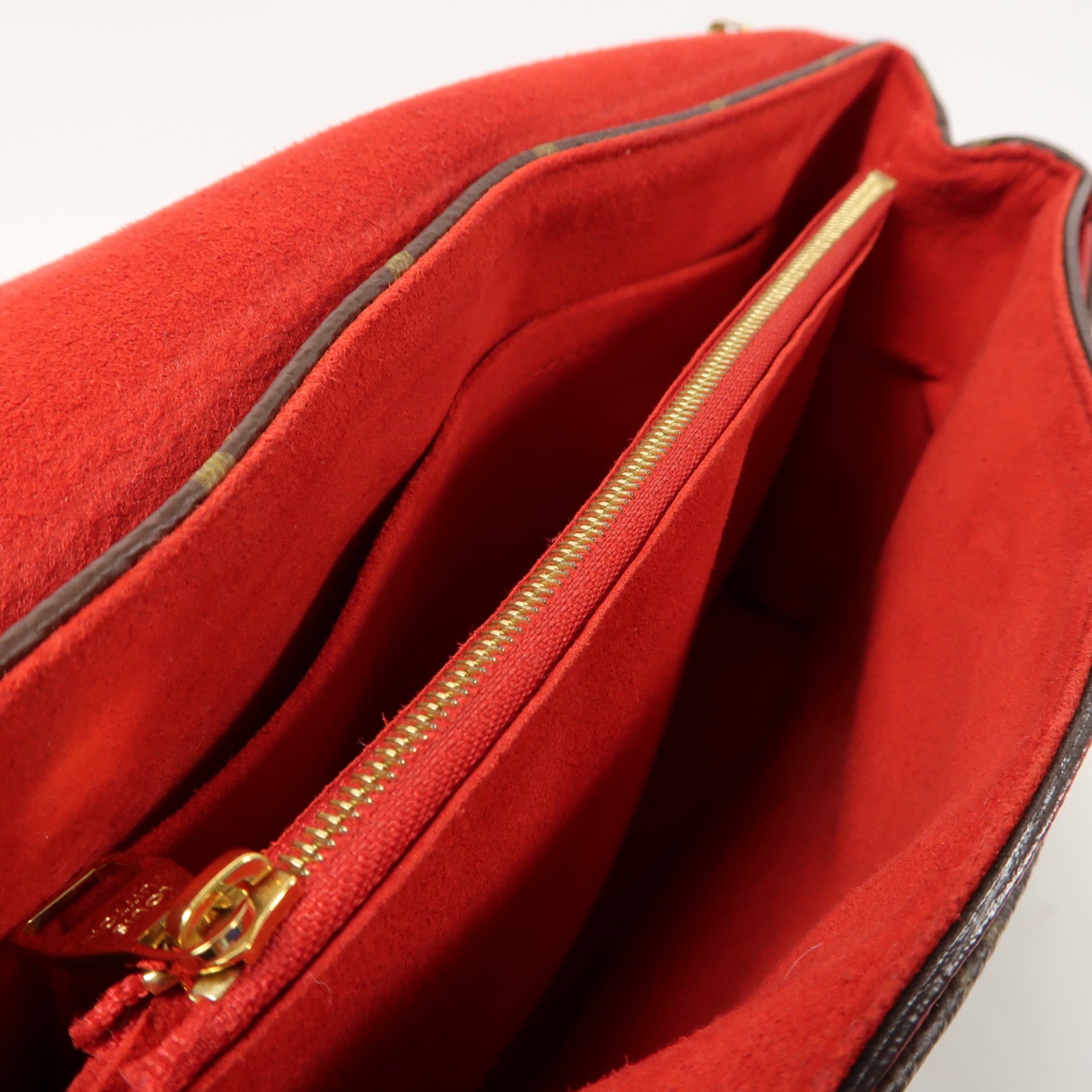 LOUIS VUITTON Monogram Pallas Chain金扣鏈帶肩背袋啡色/紅色