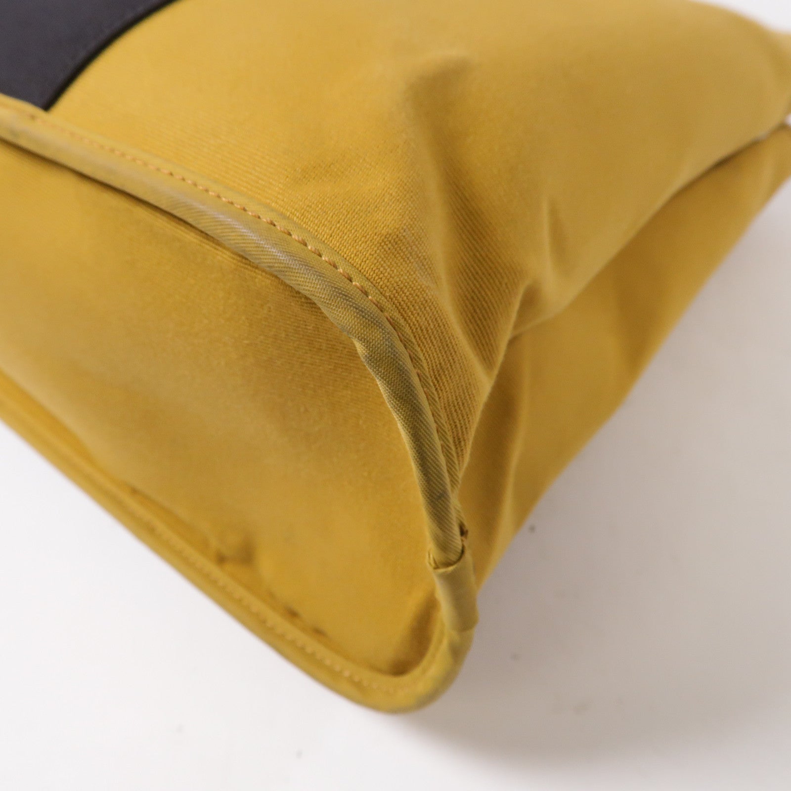 HERMES Toile H帆布Cabag銀扣手挽肩背兩用袋黑色/黃色