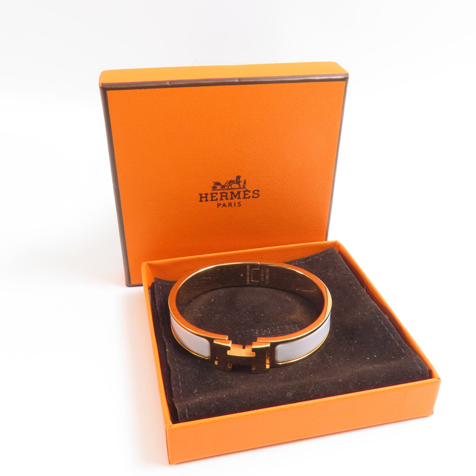 HERMES Clic H Bracelet Metal/Enamel Blanc