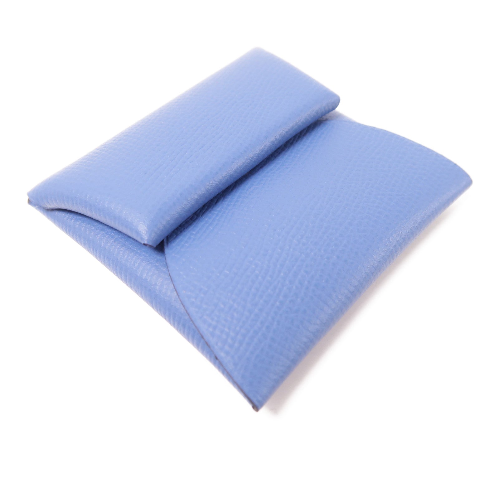 HERMES 【激減優惠】Epsom皮革Bastia銀扣零錢包7R Bleu Azur
