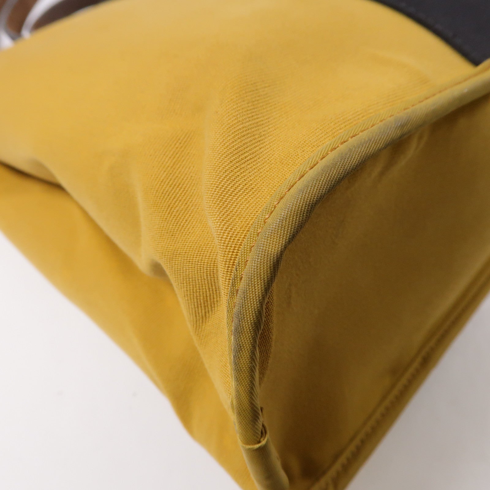 HERMES Toile H帆布Cabag銀扣手挽肩背兩用袋黑色/黃色