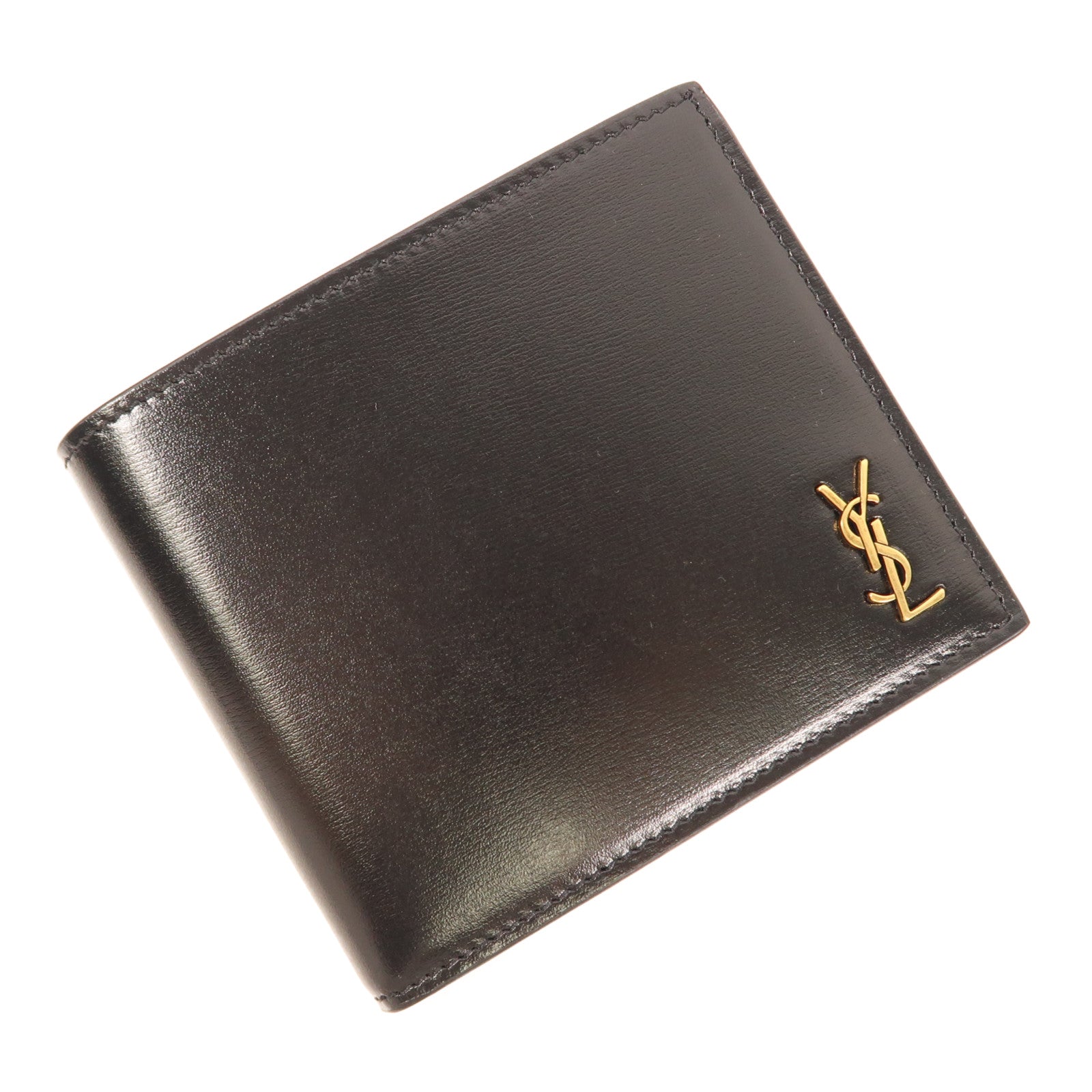 SAINT LAURENT 牛皮皮革Tiny Monogram East West Half Wallet金扣錢包