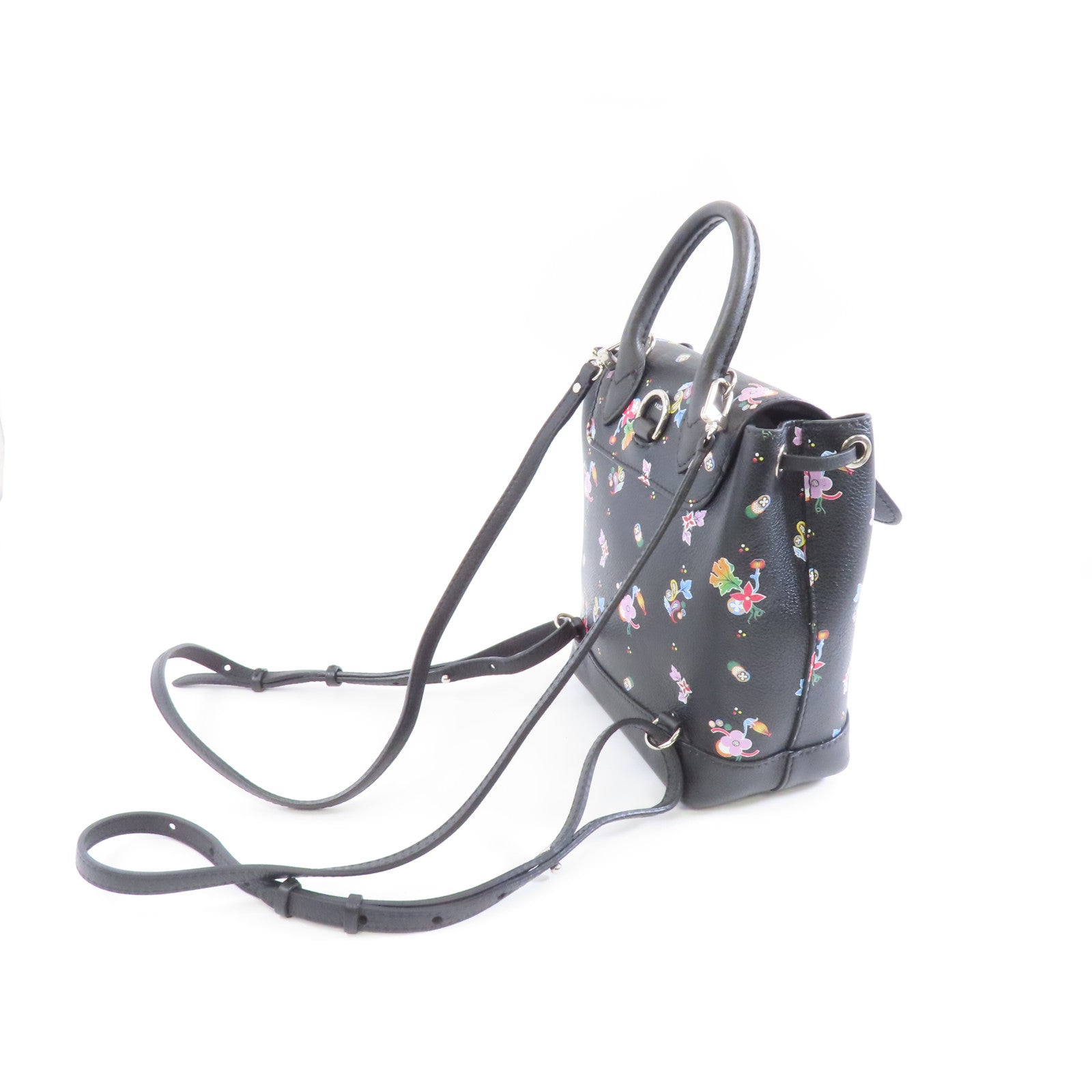 LOUIS VUITTON 牛皮皮革Lock Me Backpack Mini銀扣背包背包