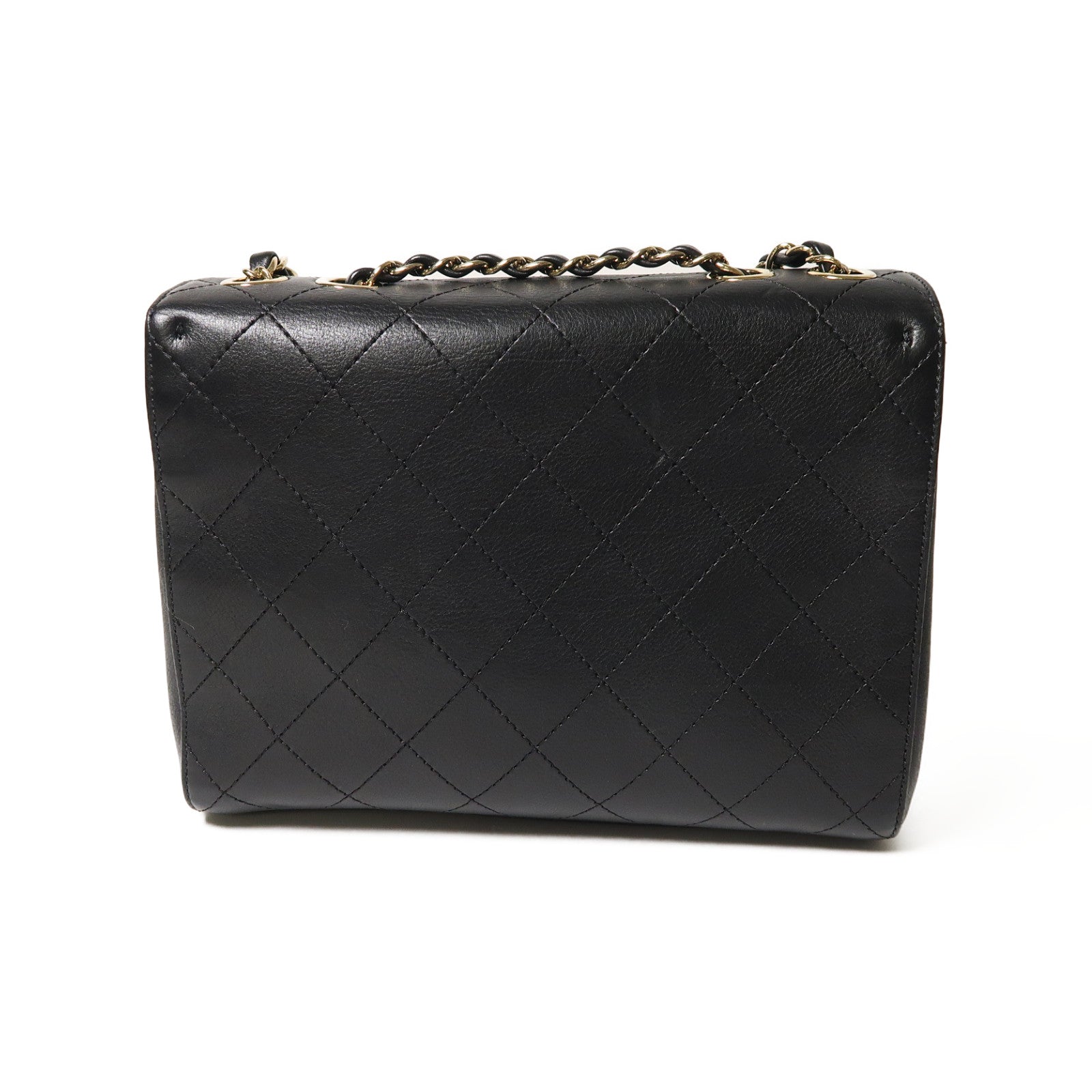 CHANEL 牛皮皮革Shoulder Bag金扣鏈帶肩背袋黑色